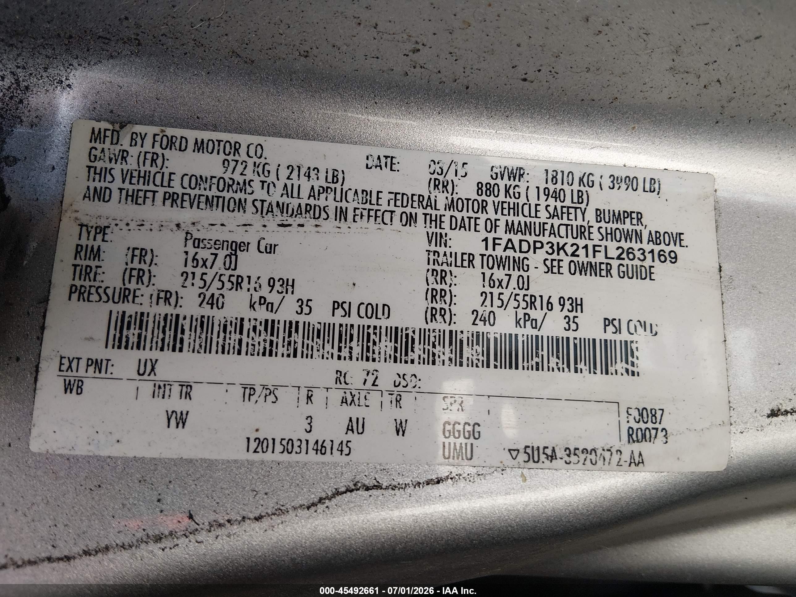 2015 Ford Focus Se Gray vin: 1FADP3K21FL263169