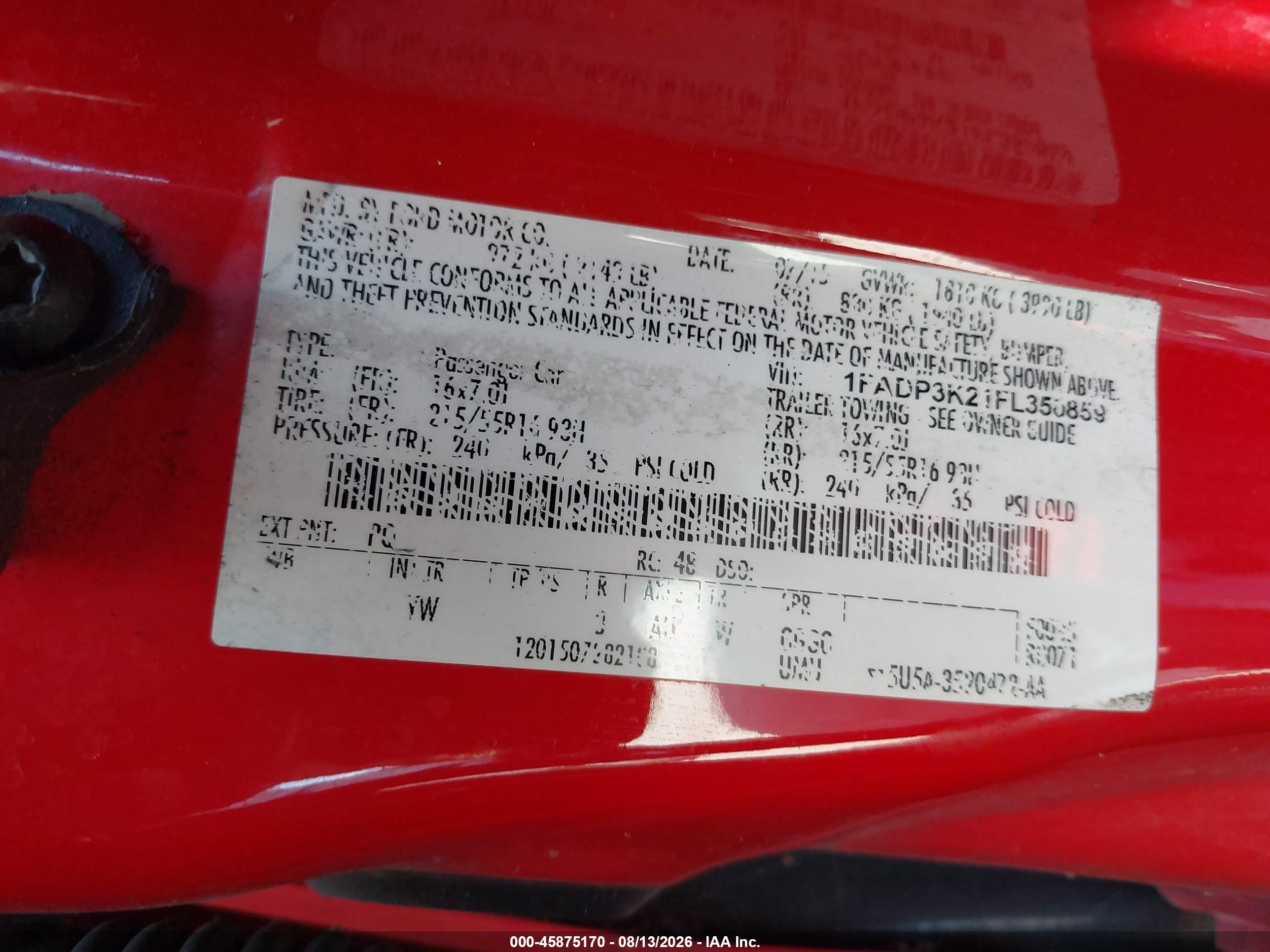 2015 Ford Focus Se Red vin: 1FADP3K21FL350859