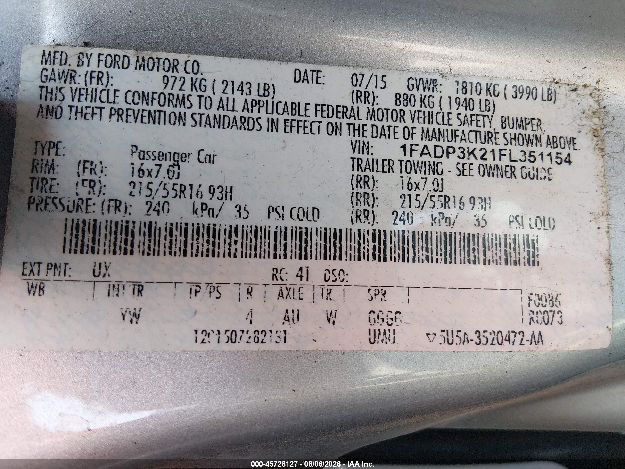 2015 Ford Focus Se Silver vin: 1FADP3K21FL351154