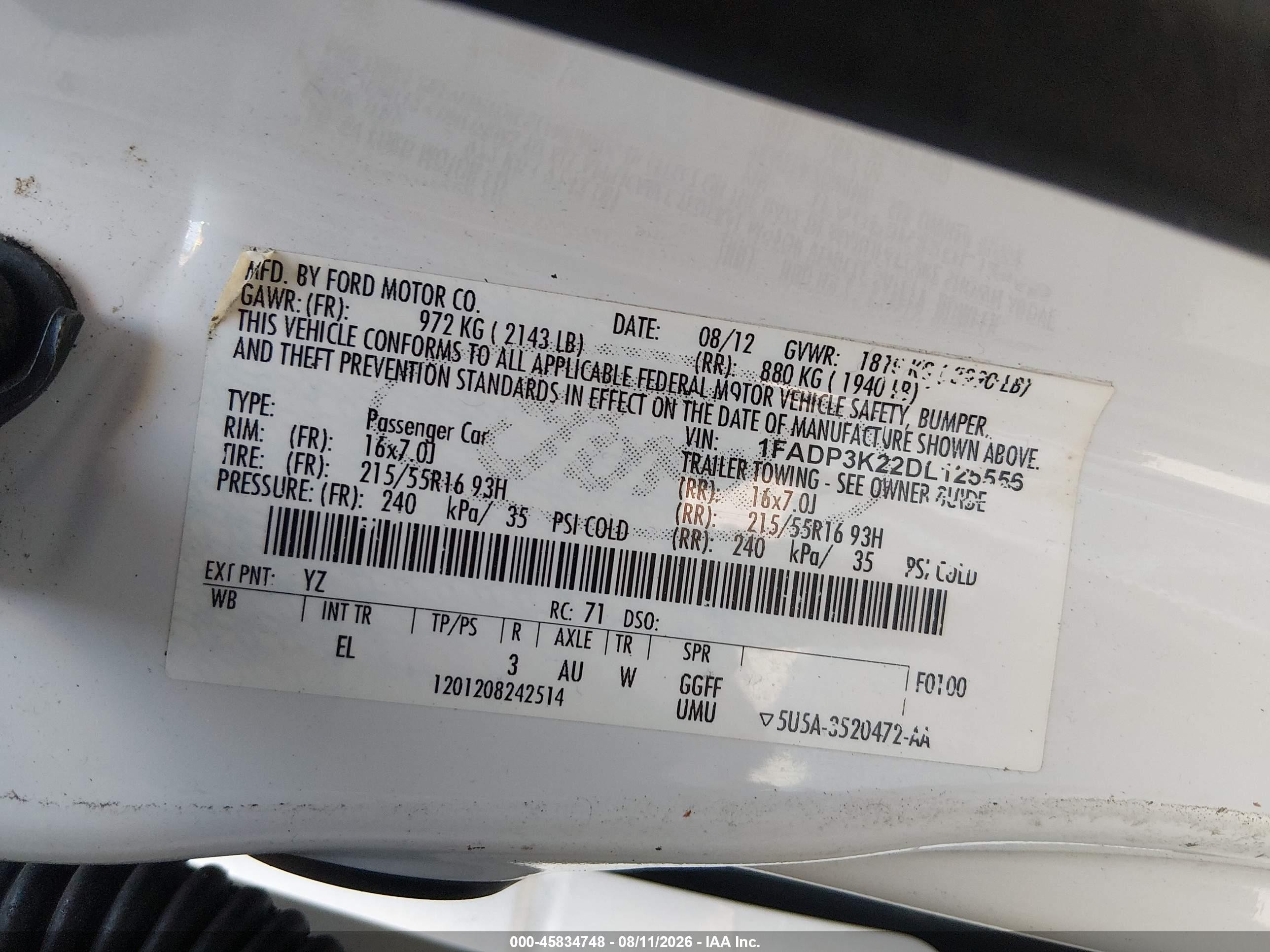 2013 Ford Focus Se White vin: 1FADP3K22DL125556