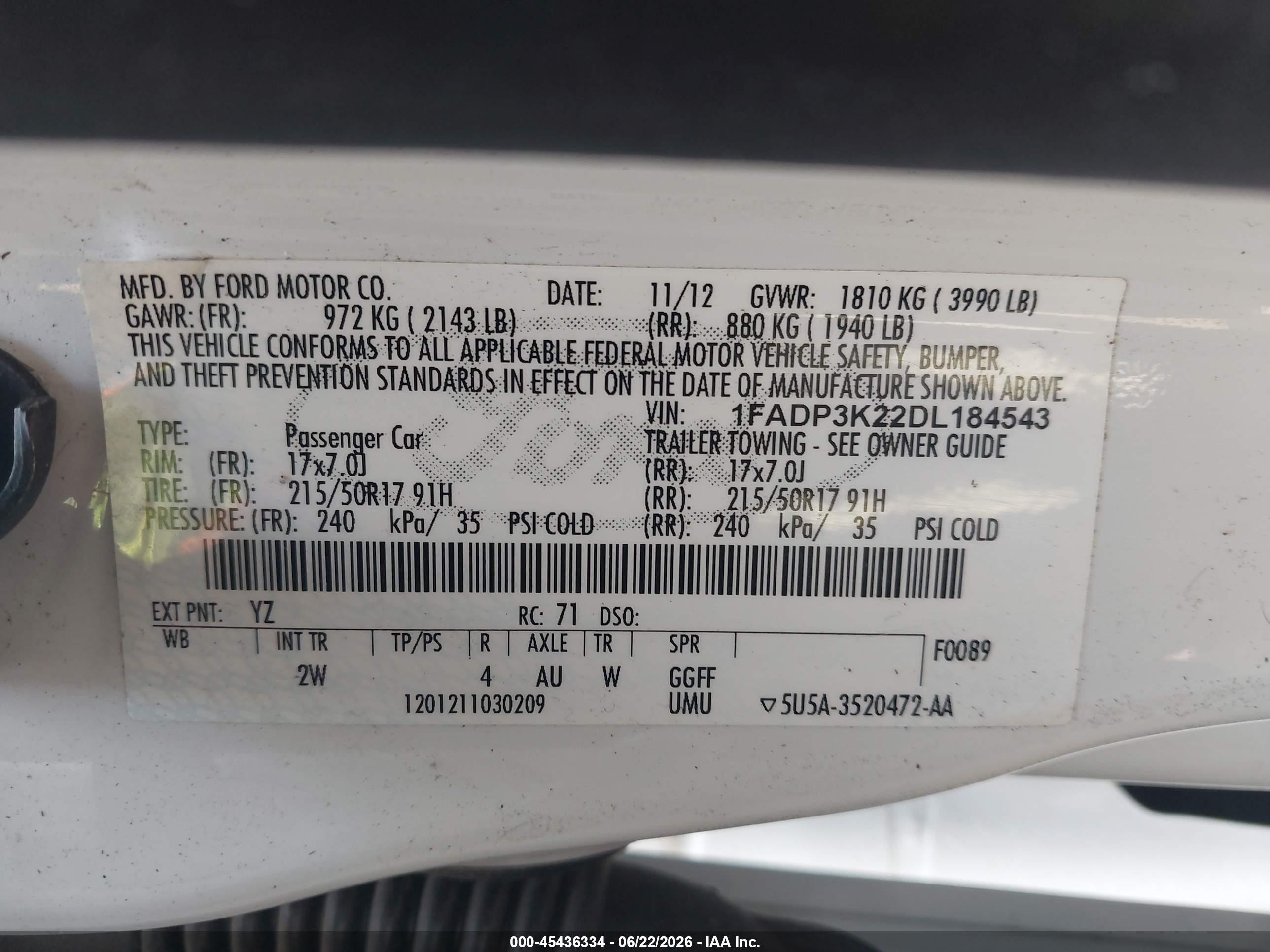 2013 Ford Focus Se White vin: 1FADP3K22DL184543