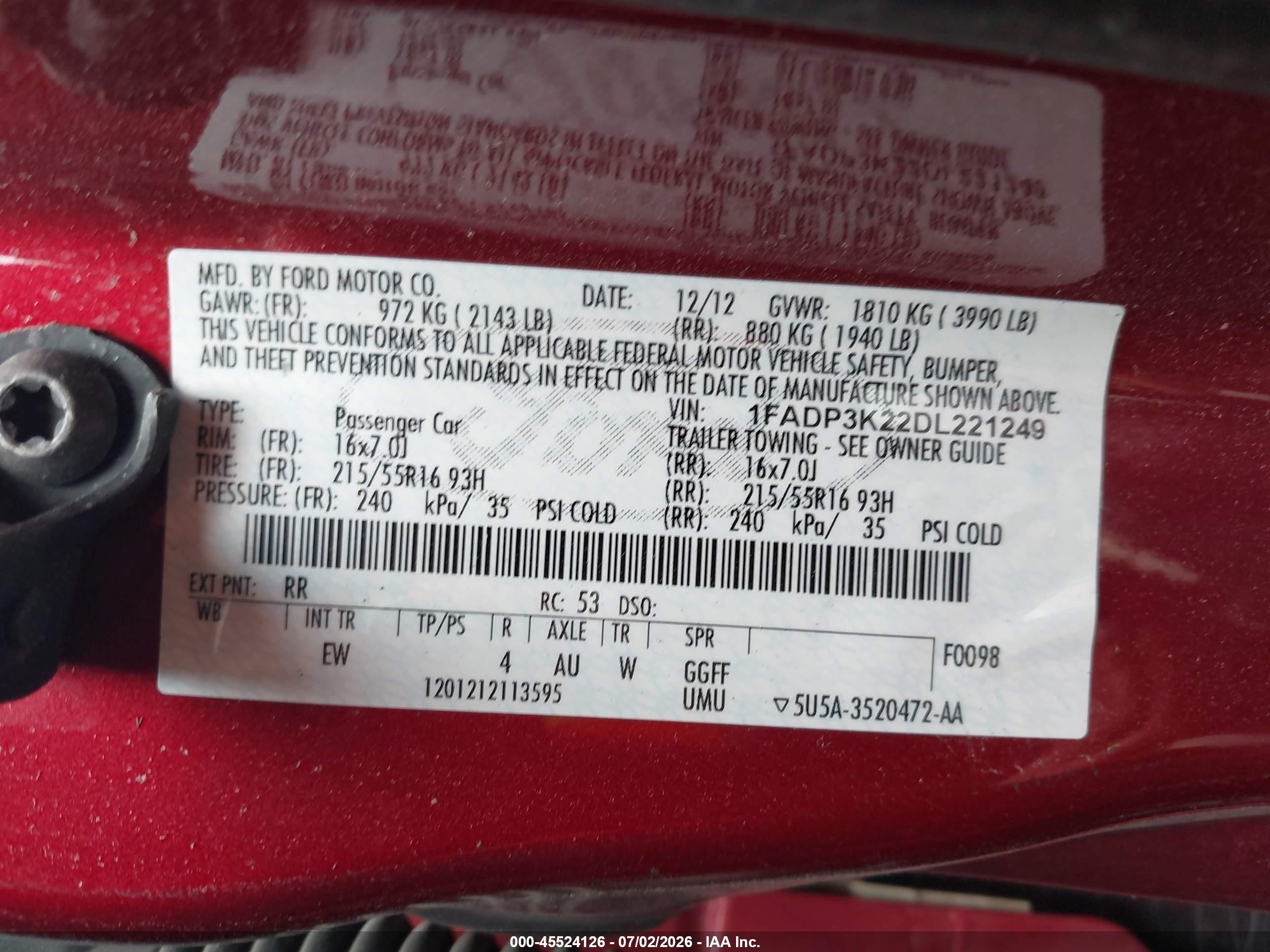 2013 Ford Focus Se Red vin: 1FADP3K22DL221249
