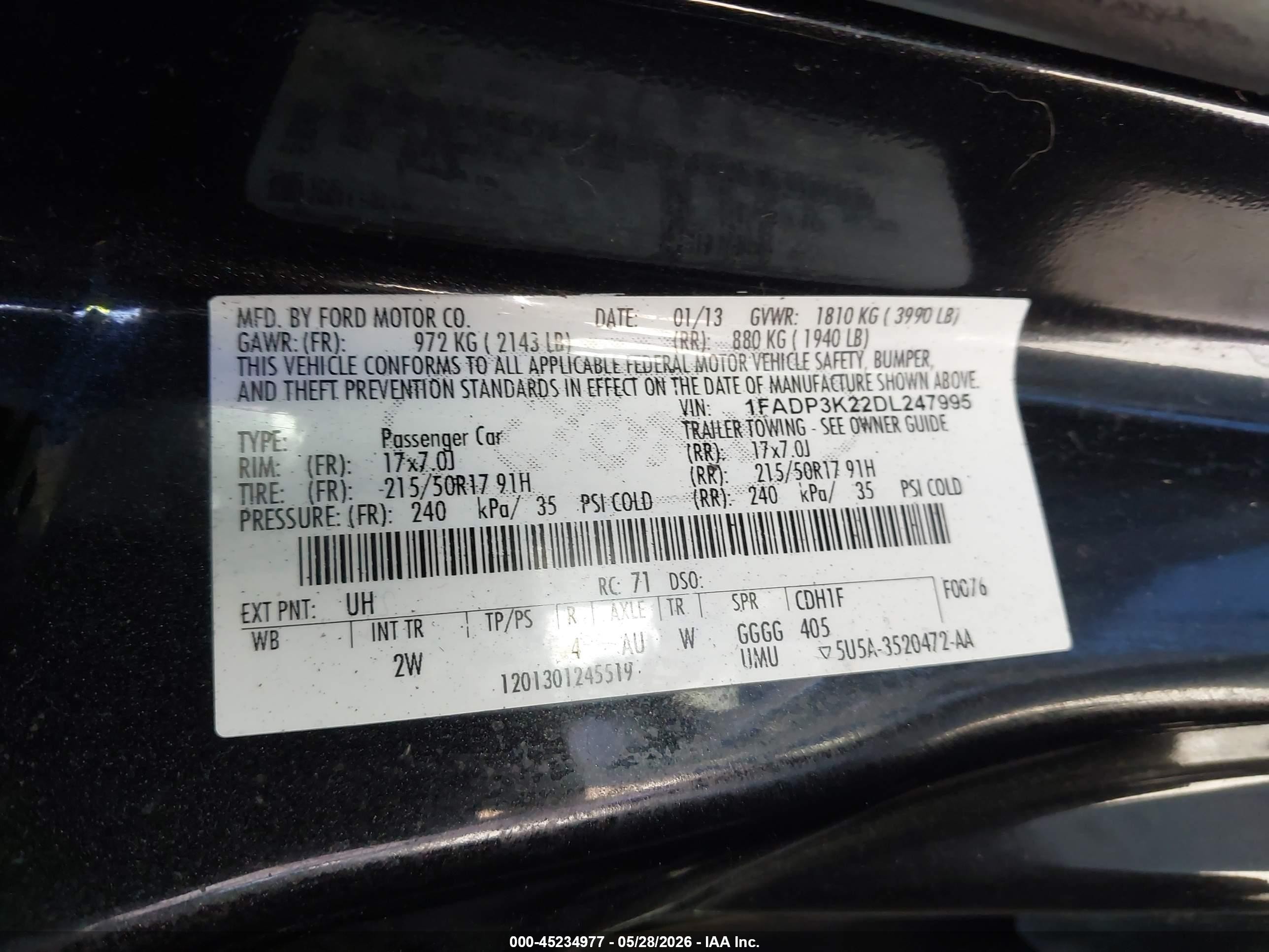 2013 Ford Focus Se Black vin: 1FADP3K22DL247995