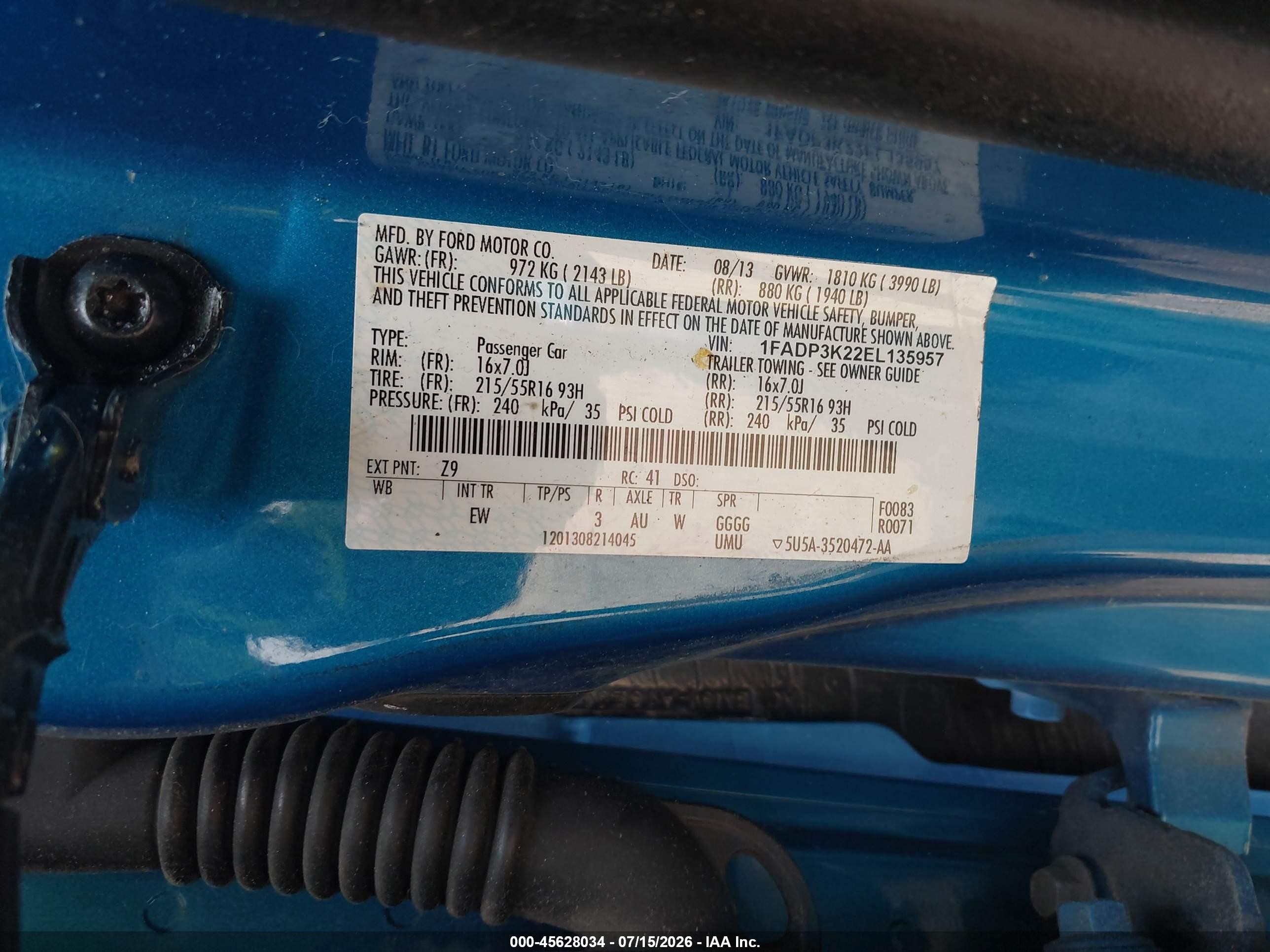 2014 Ford Focus Se Blue vin: 1FADP3K22EL135957