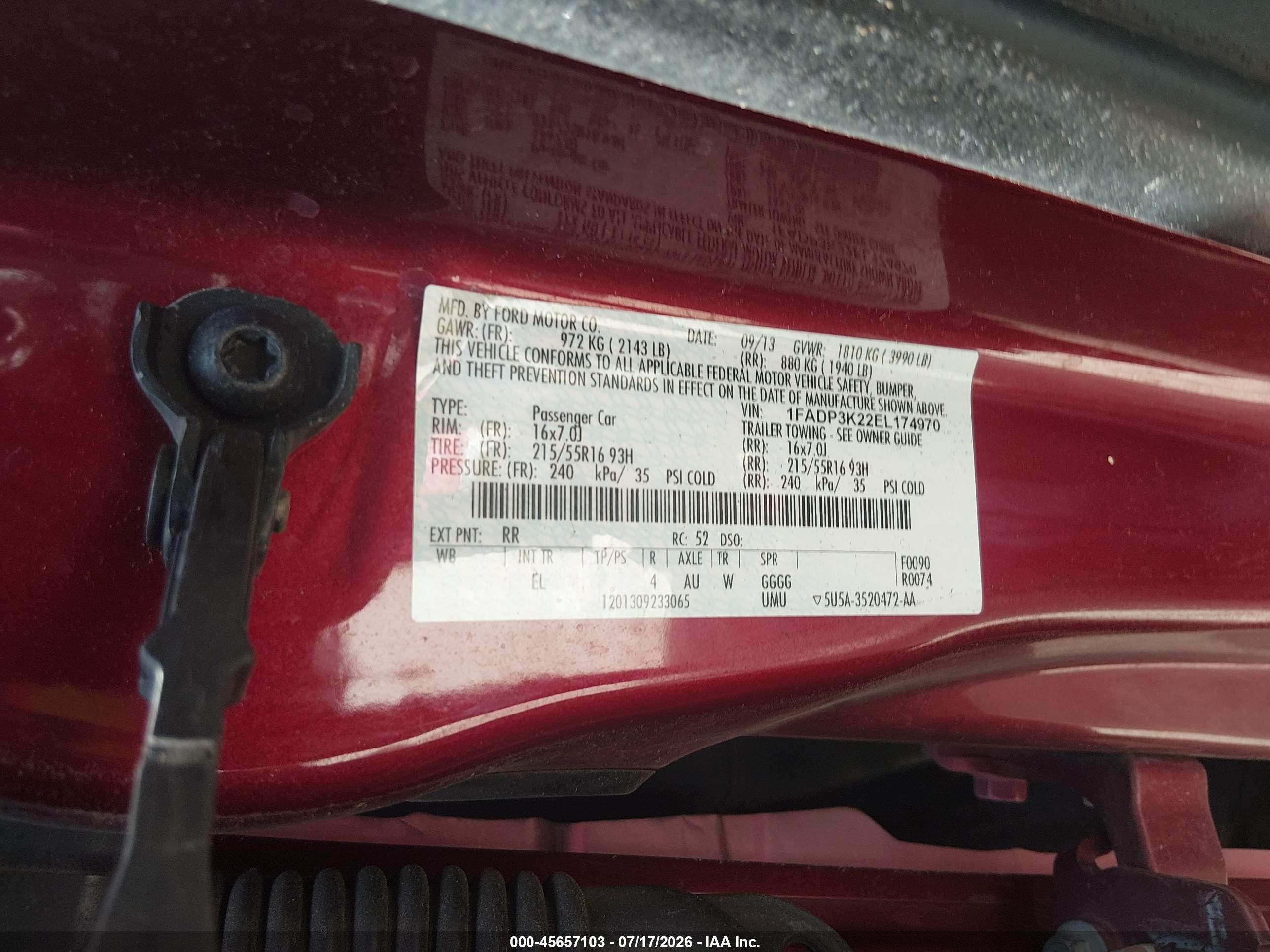 2014 Ford Focus Se Maroon vin: 1FADP3K22EL174970