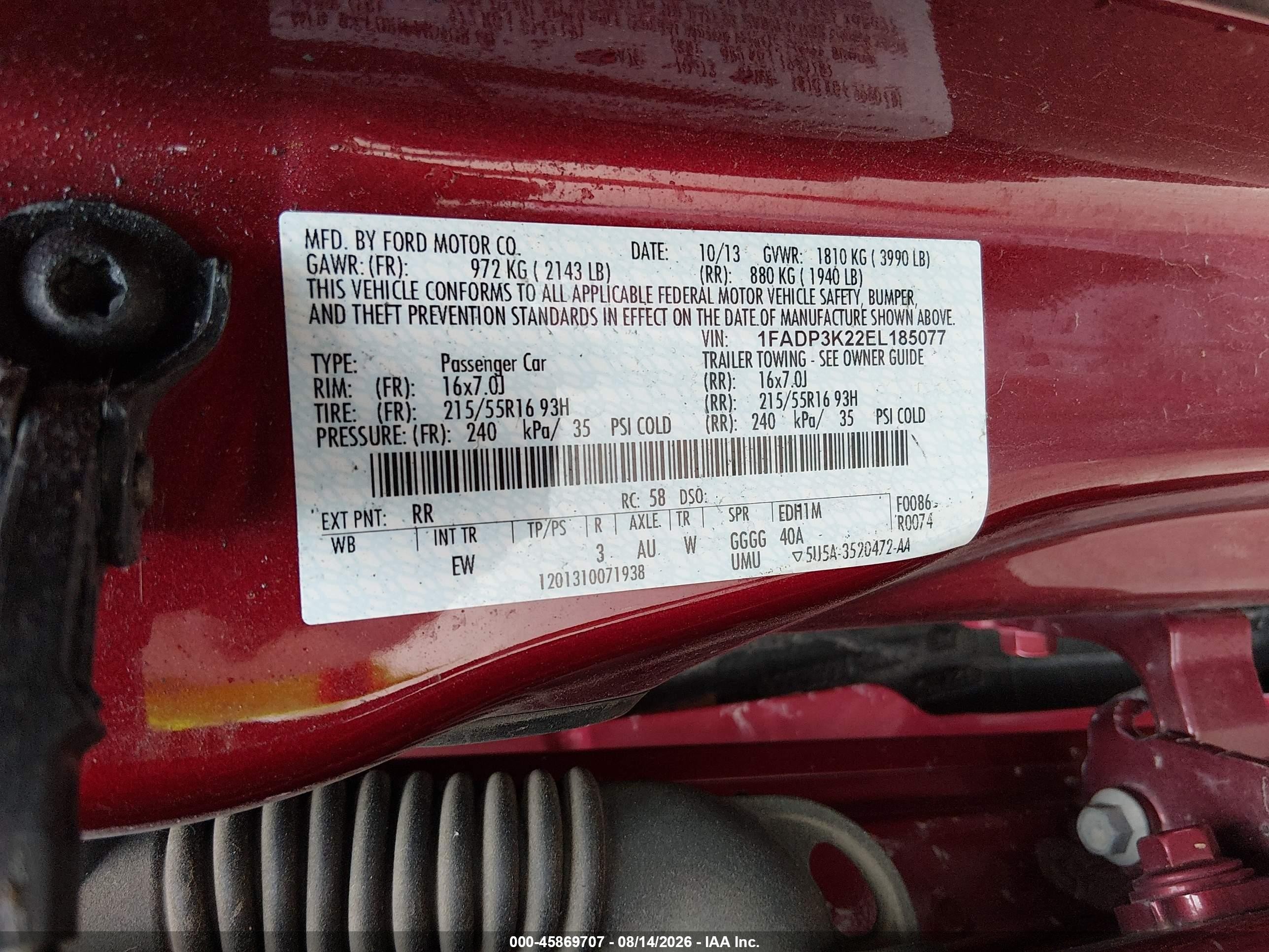 2014 Ford Focus Se Red vin: 1FADP3K22EL185077