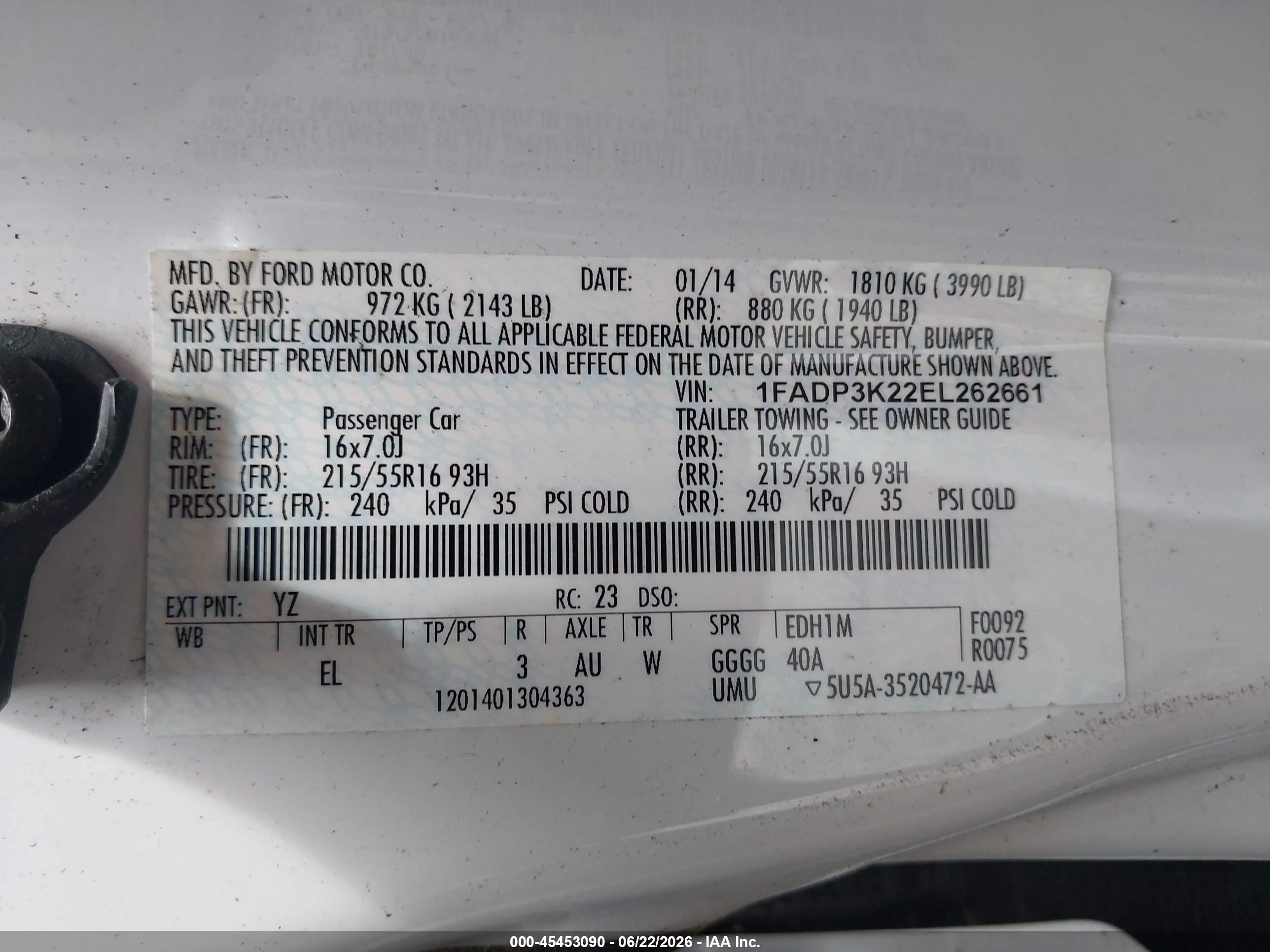 2014 Ford Focus Se White vin: 1FADP3K22EL262661
