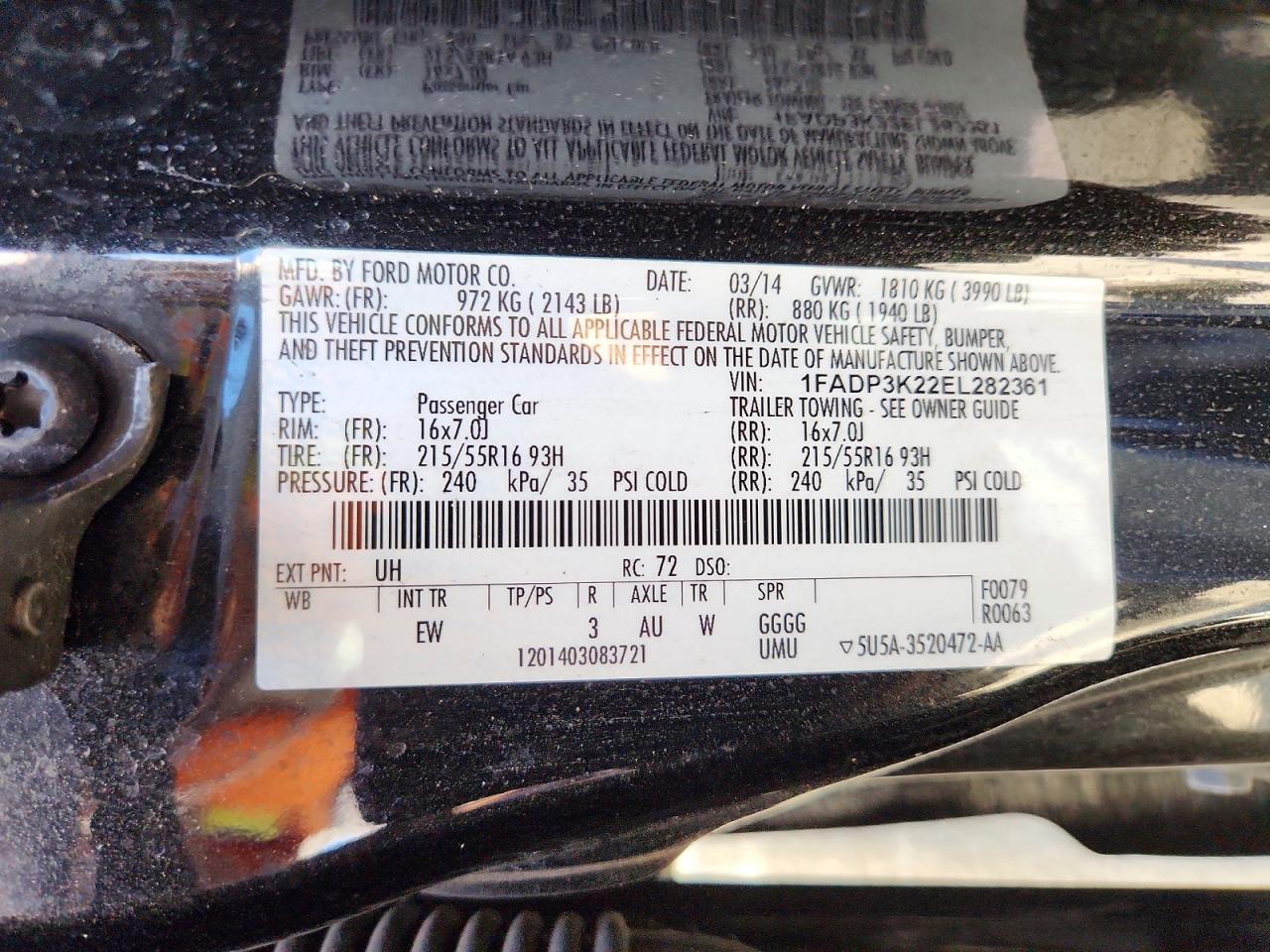 2014 Ford Focus Se Black vin: 1FADP3K22EL282361
