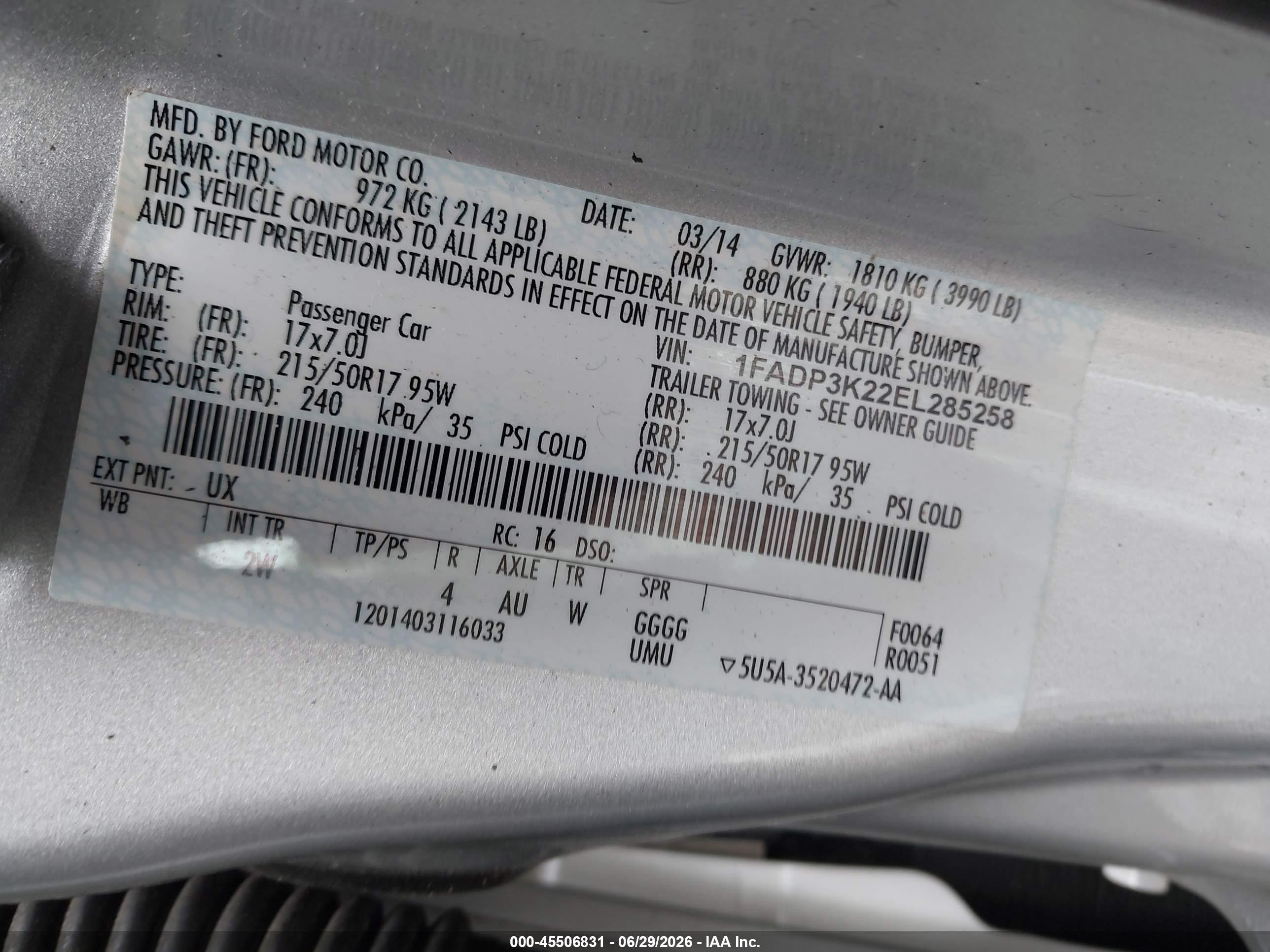 2014 Ford Focus Se Silver vin: 1FADP3K22EL285258
