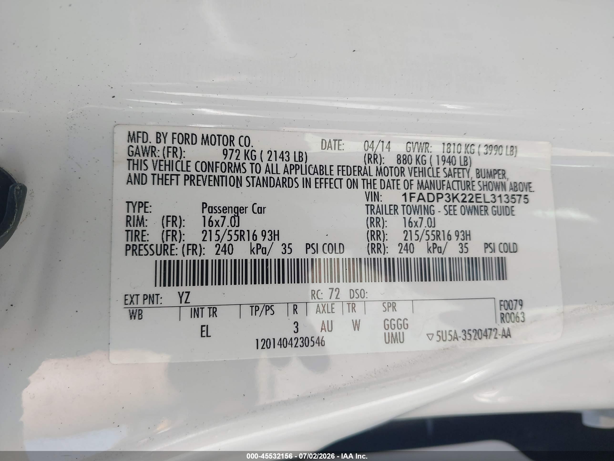 2014 Ford Focus Se White vin: 1FADP3K22EL313575
