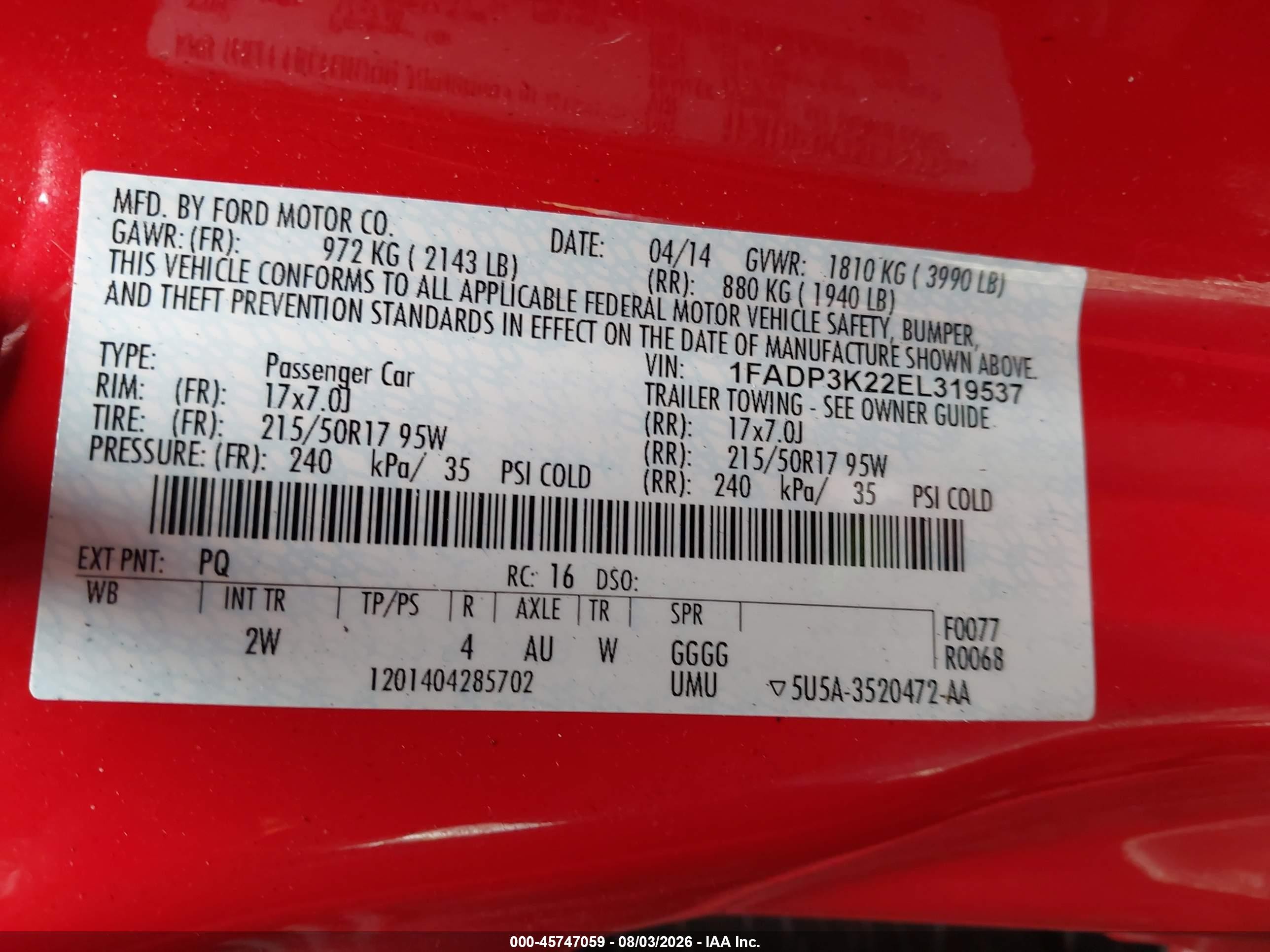2014 Ford Focus Se Red vin: 1FADP3K22EL319537