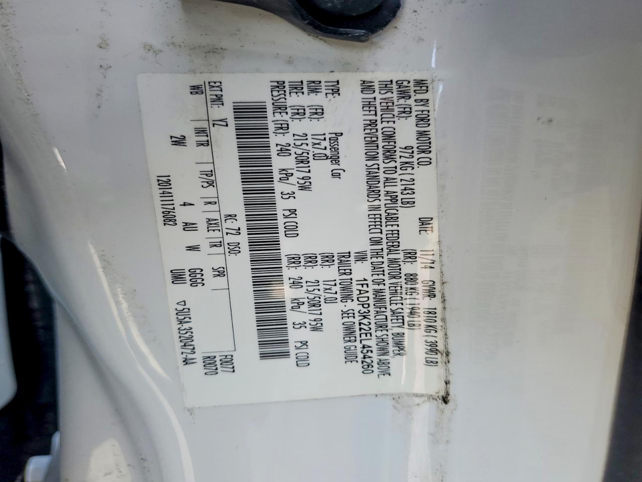 2014 Ford Focus Se White vin: 1FADP3K22EL454260
