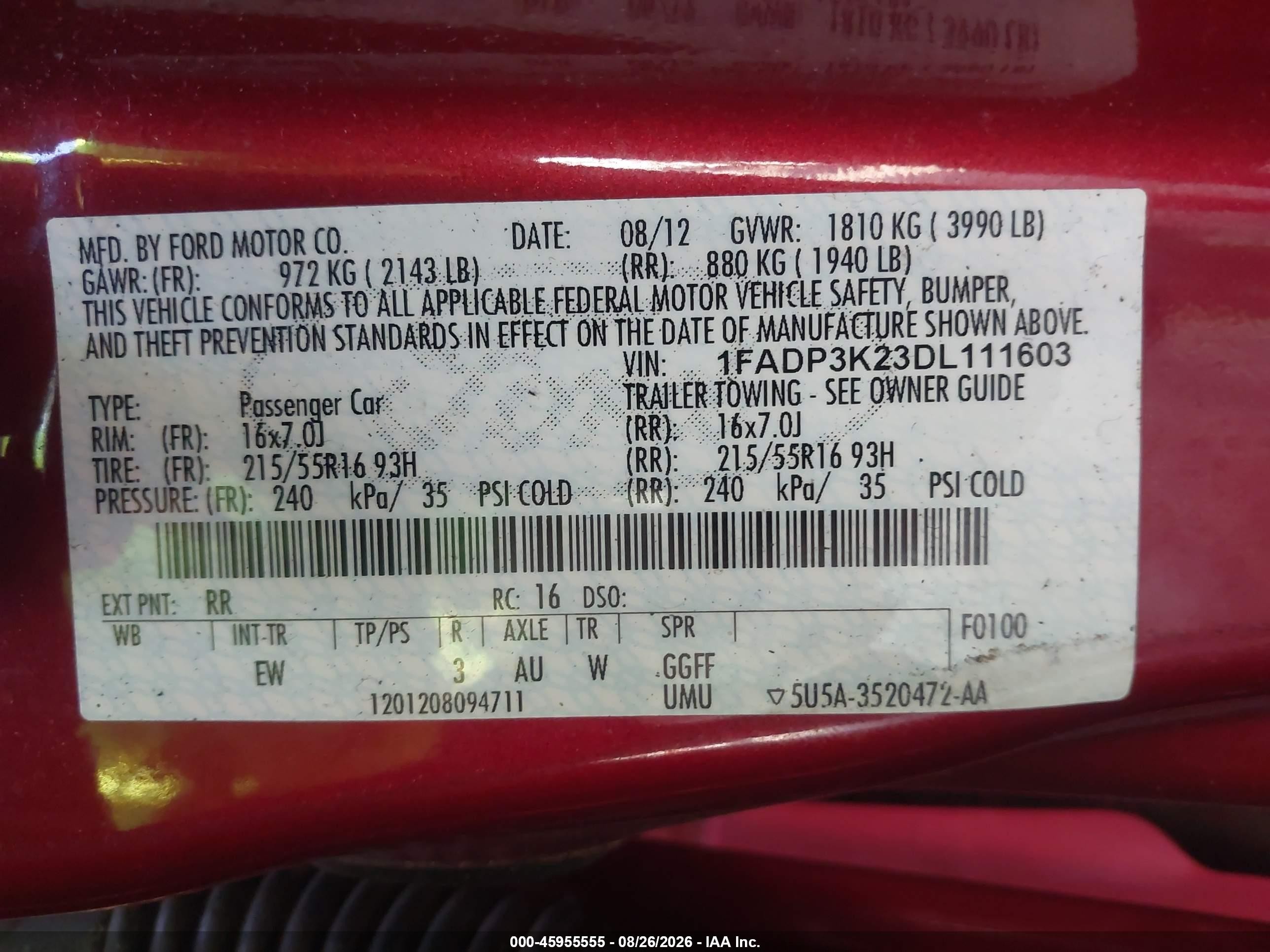 2013 Ford Focus Se Red vin: 1FADP3K23DL111603