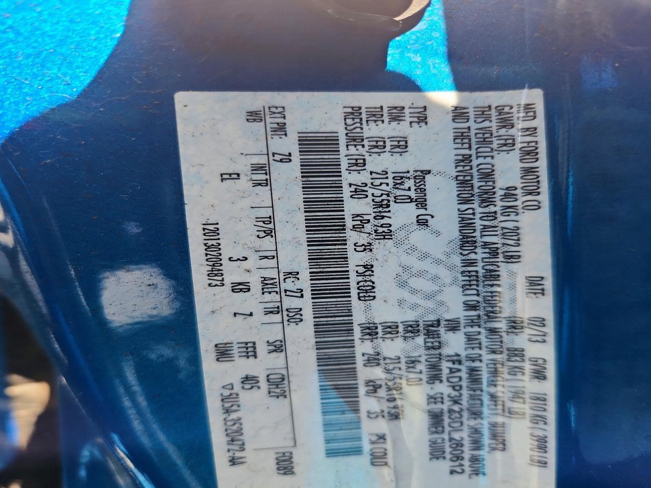 2013 Ford Focus Se Blue vin: 1FADP3K23DL260612