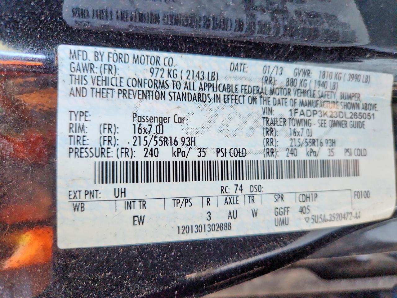 2013 Ford Focus Se Black vin: 1FADP3K23DL265051