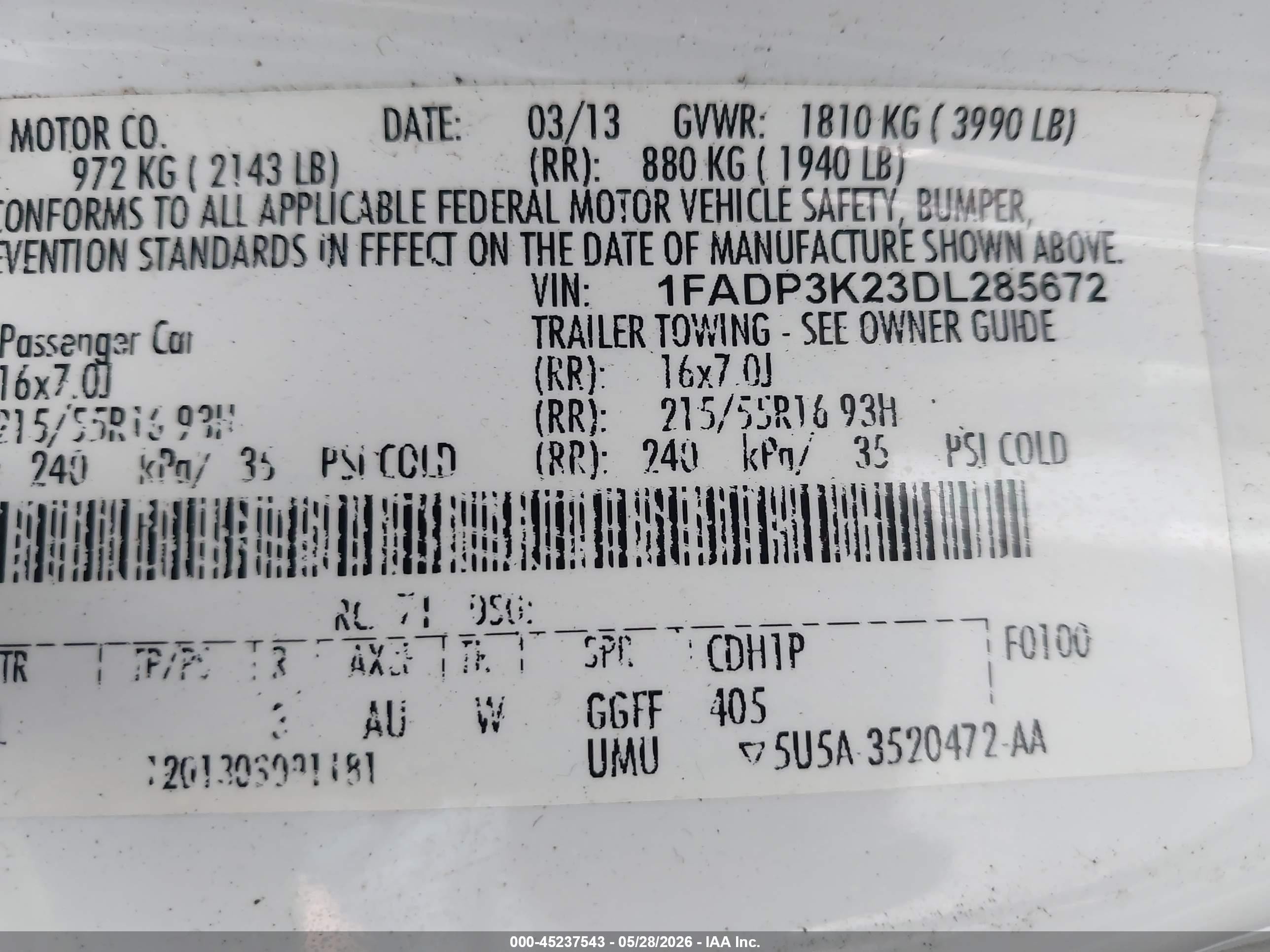 2013 Ford Focus Se White vin: 1FADP3K23DL285672