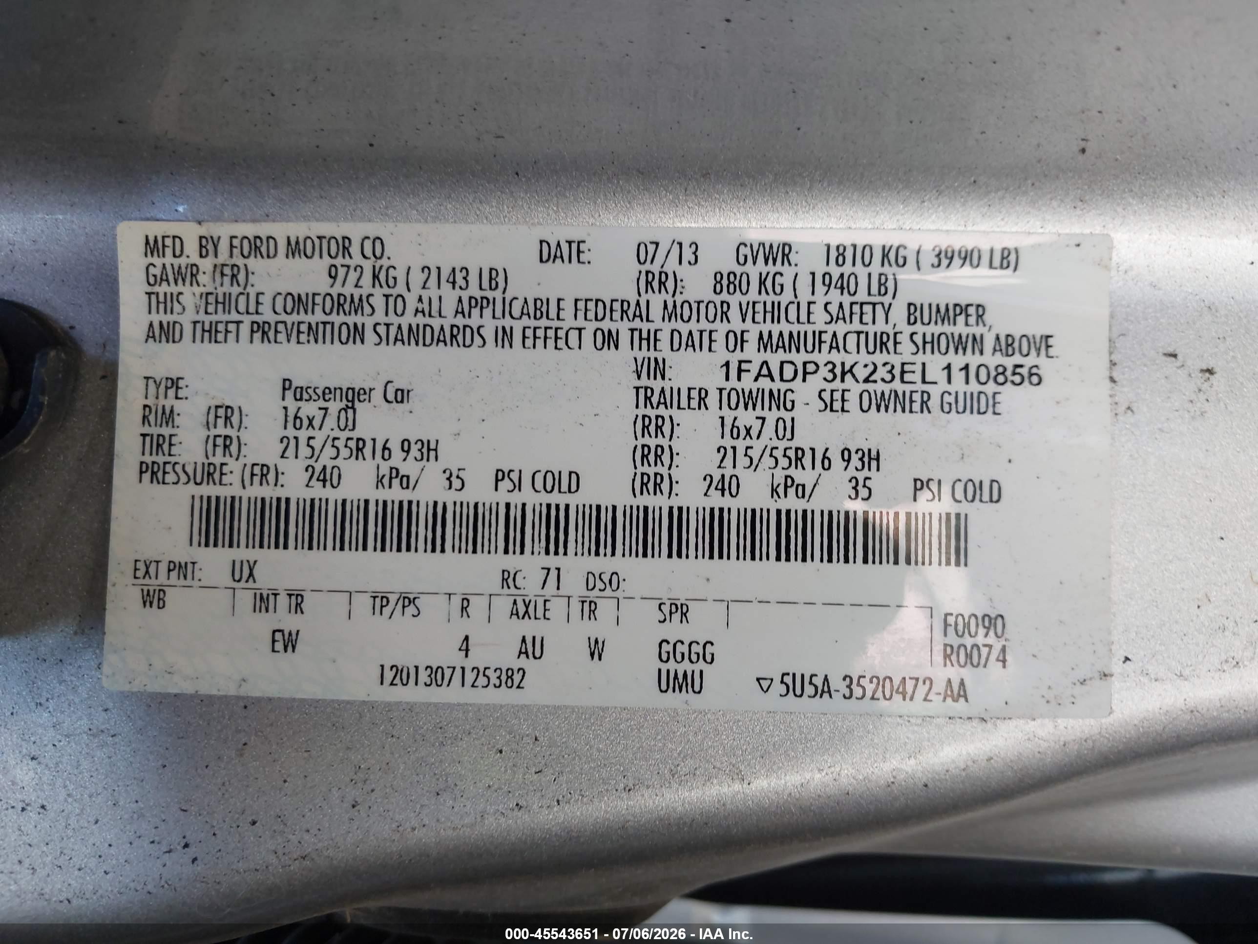 2014 Ford Focus Se Silver vin: 1FADP3K23EL110856