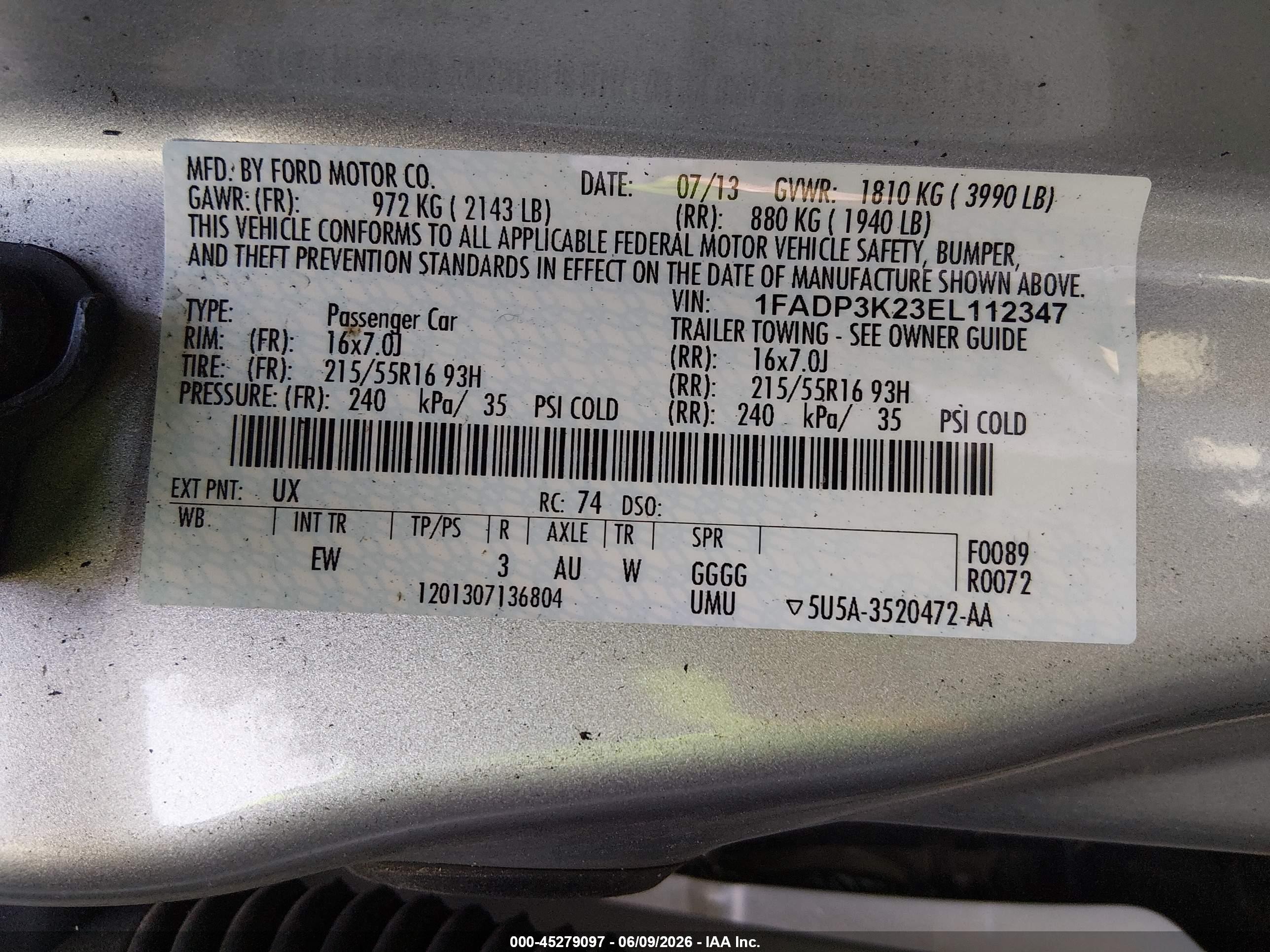 2014 Ford Focus Se Gray vin: 1FADP3K23EL112347