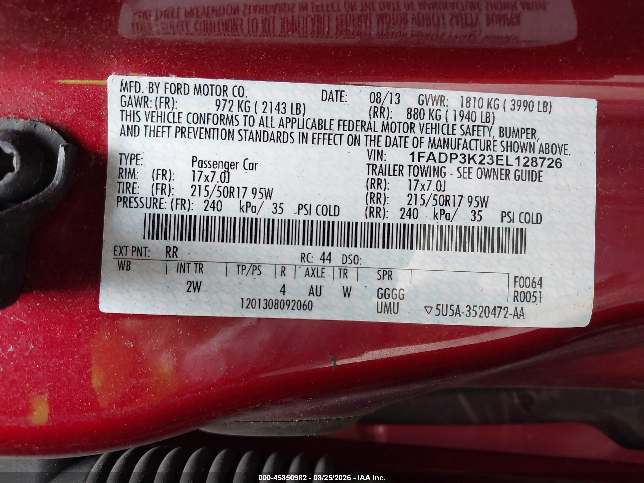 2014 Ford Focus Se Red vin: 1FADP3K23EL128726
