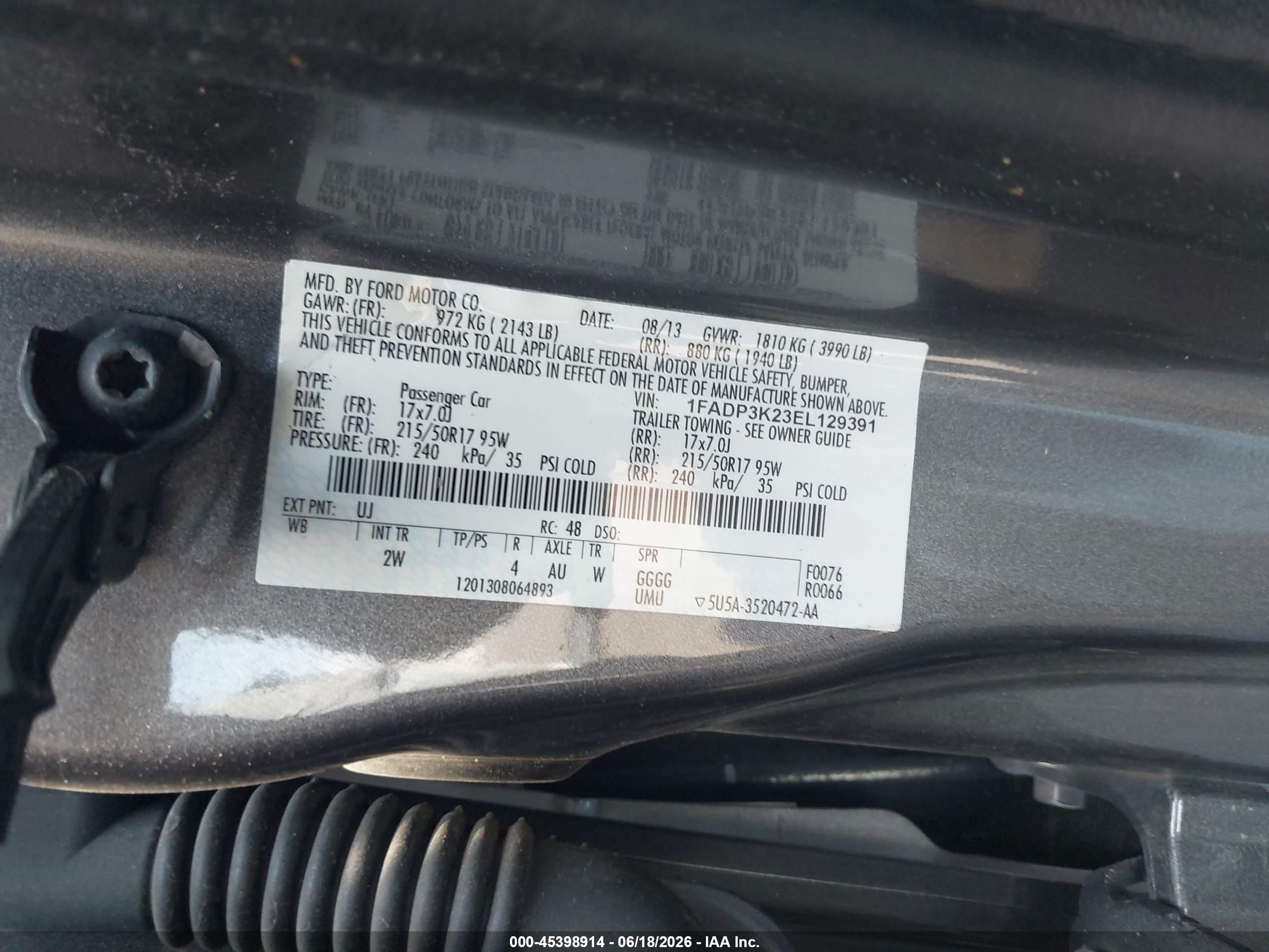 2014 Ford Focus Se Gray vin: 1FADP3K23EL129391