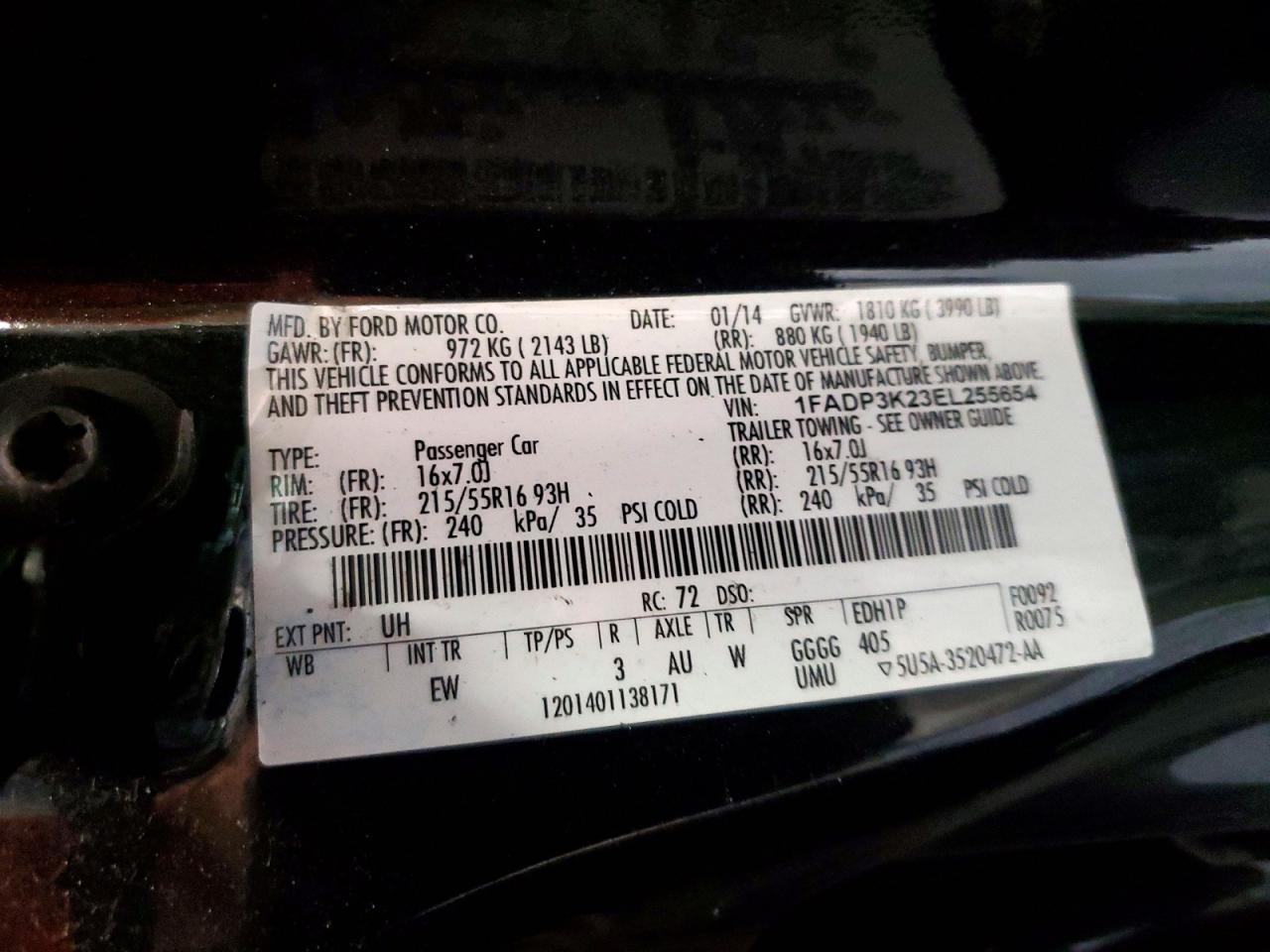 2014 Ford Focus Se Black vin: 1FADP3K23EL255654