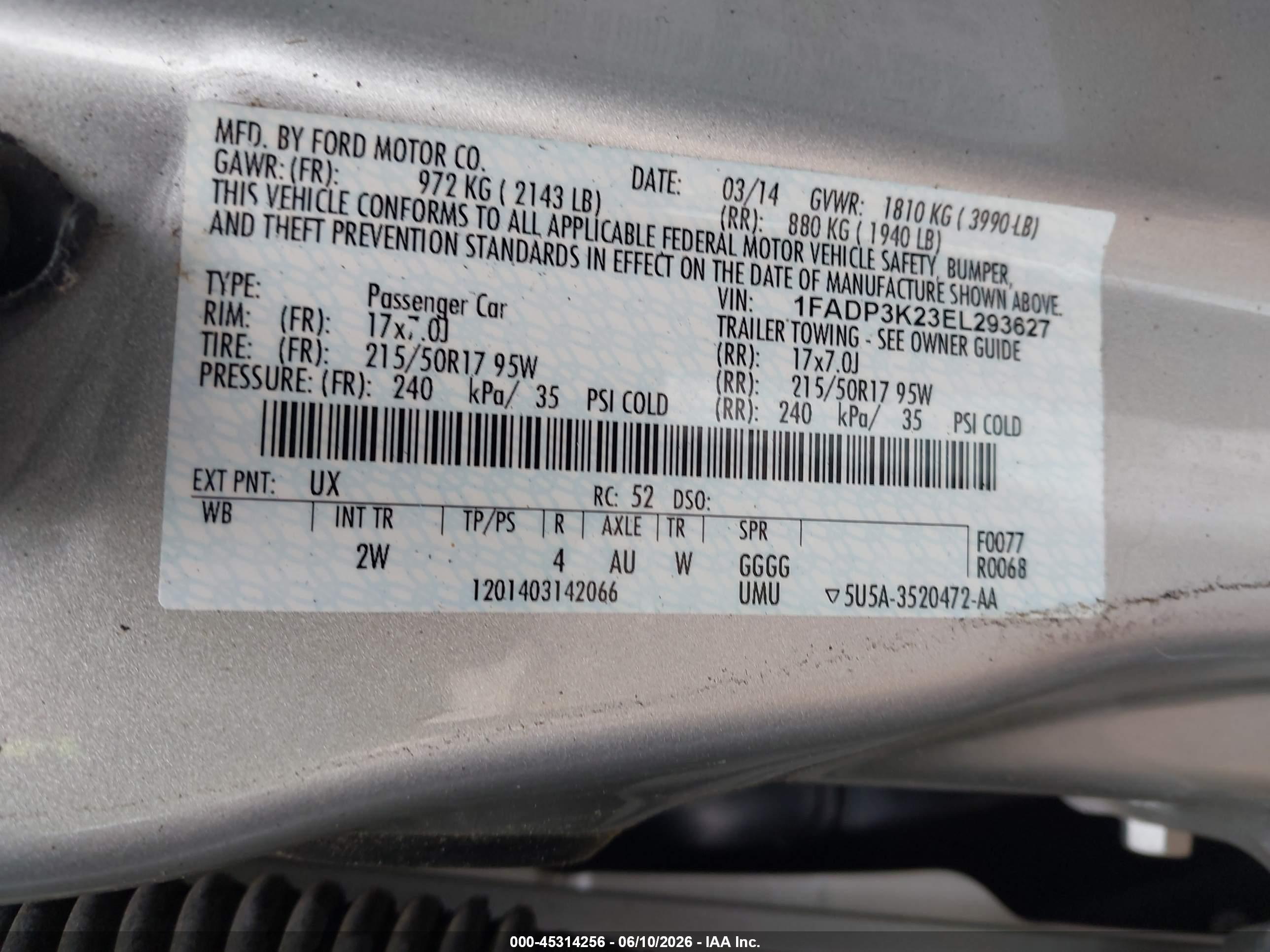 2014 Ford Focus Se Silver vin: 1FADP3K23EL293627