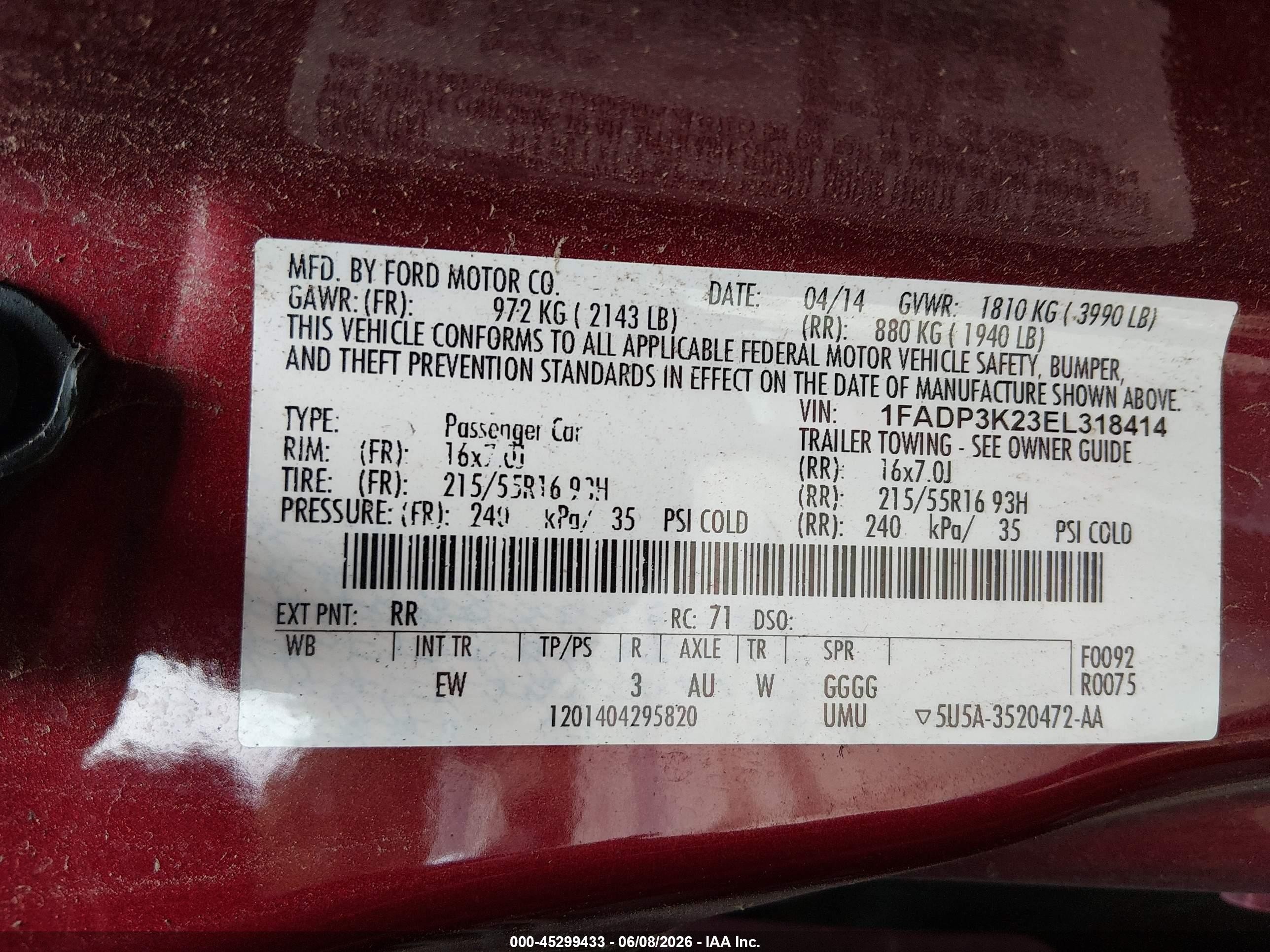 2014 Ford Focus Se Red vin: 1FADP3K23EL318414
