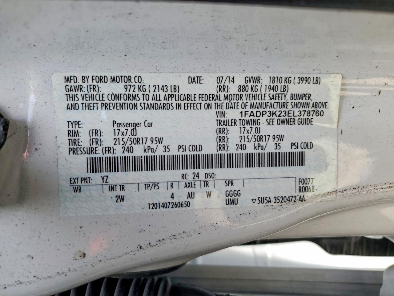2014 Ford Focus Se White vin: 1FADP3K23EL378760