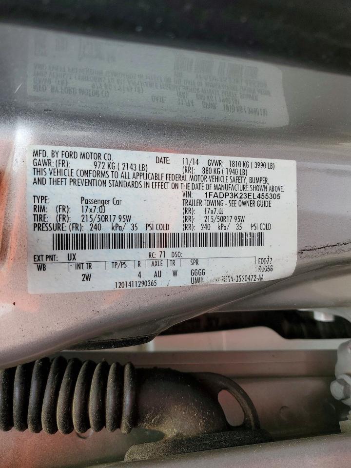 2014 Ford Focus Серебряный vin: 1FADP3K23EL455305