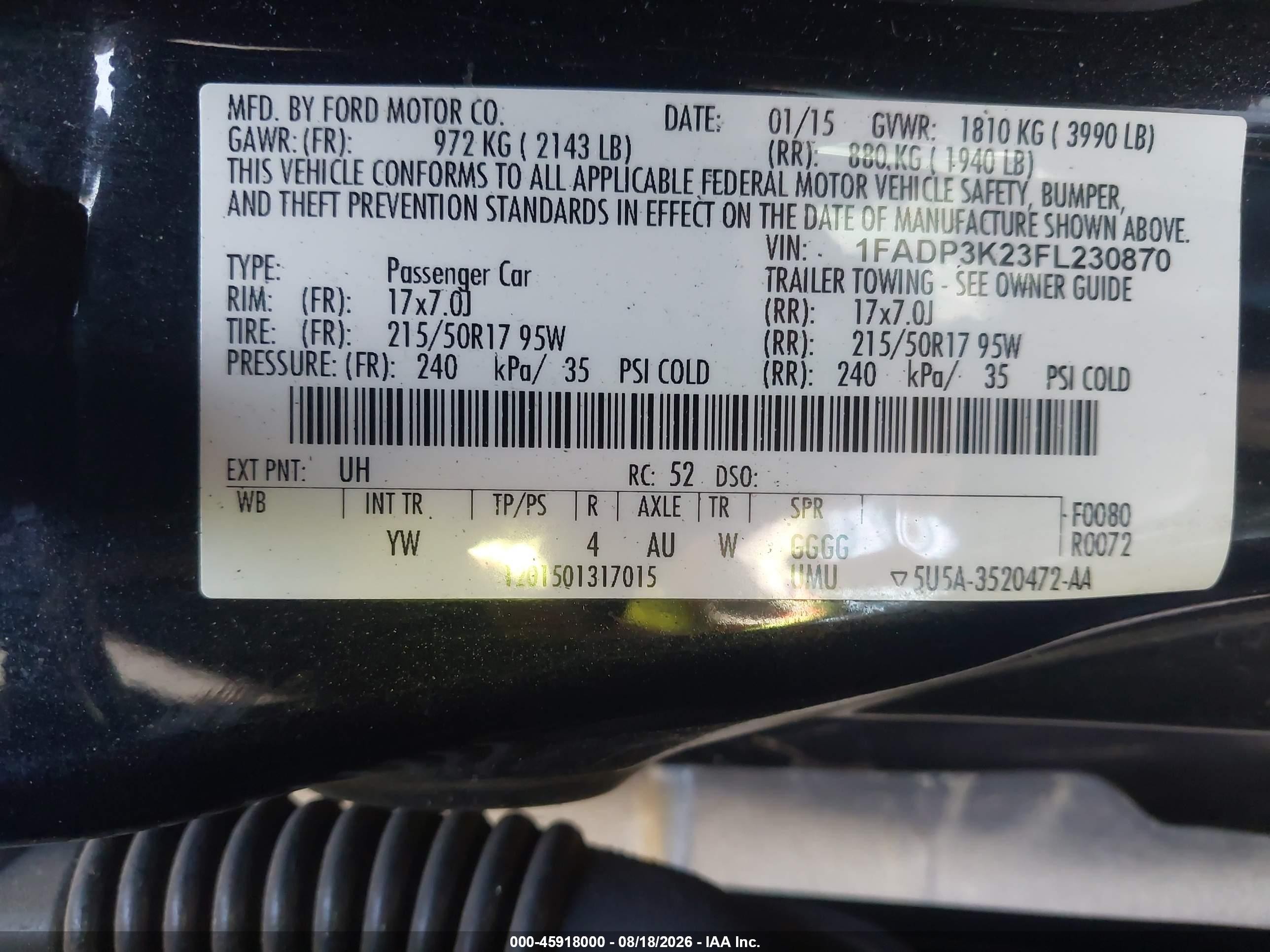 2015 Ford Focus Se Черный vin: 1FADP3K23FL230870