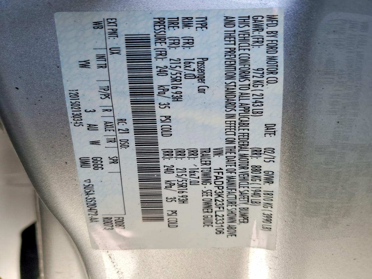 2015 Ford Focus Se Gray vin: 1FADP3K23FL233106