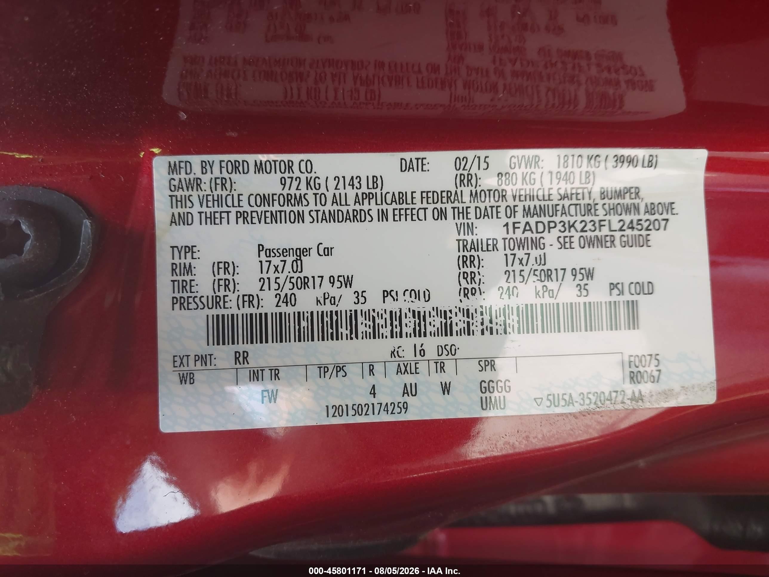 2015 Ford Focus Se Красный vin: 1FADP3K23FL245207