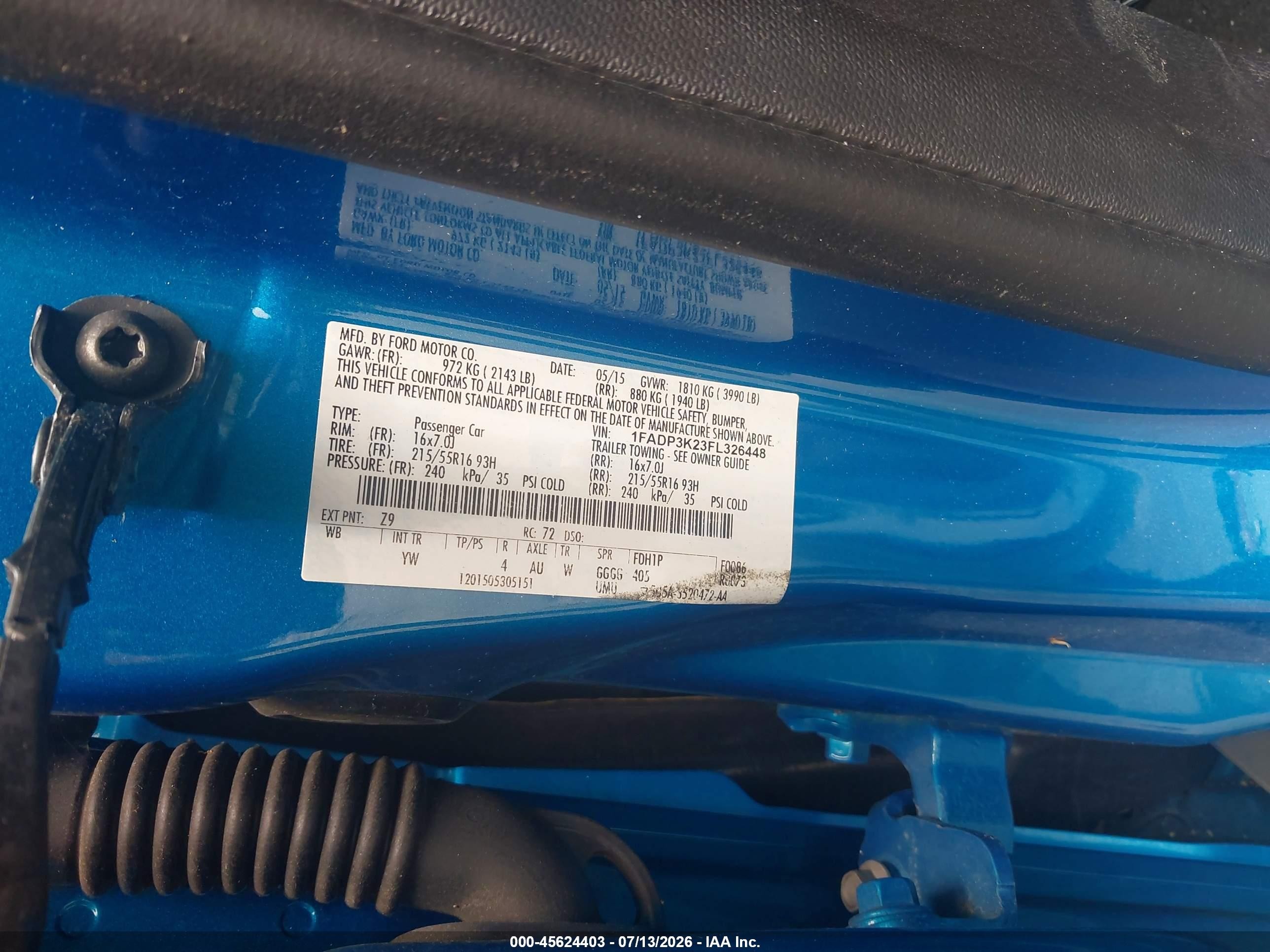 2015 Ford Focus Se Blue vin: 1FADP3K23FL326448