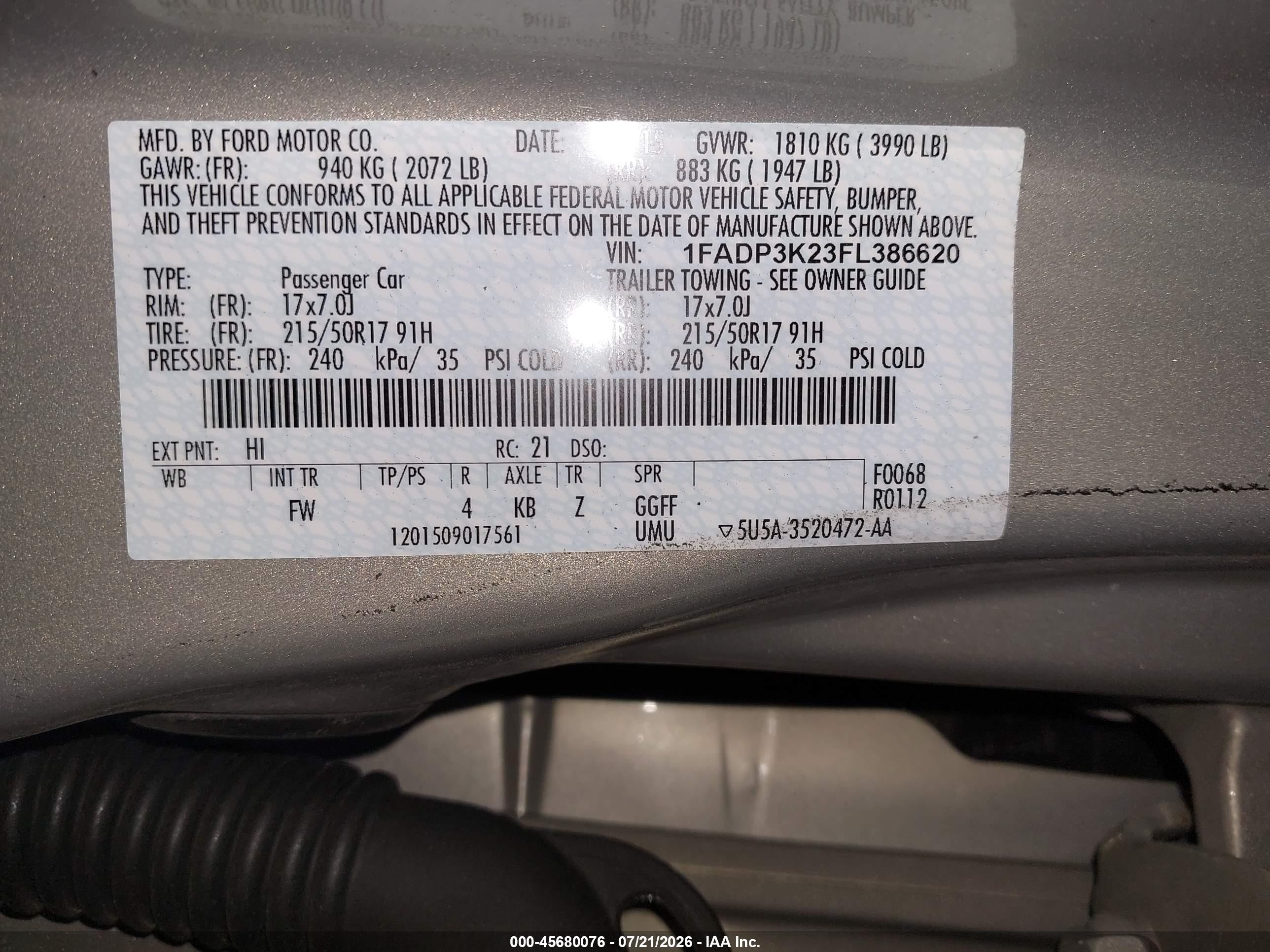 2015 Ford Focus Se Silver vin: 1FADP3K23FL386620