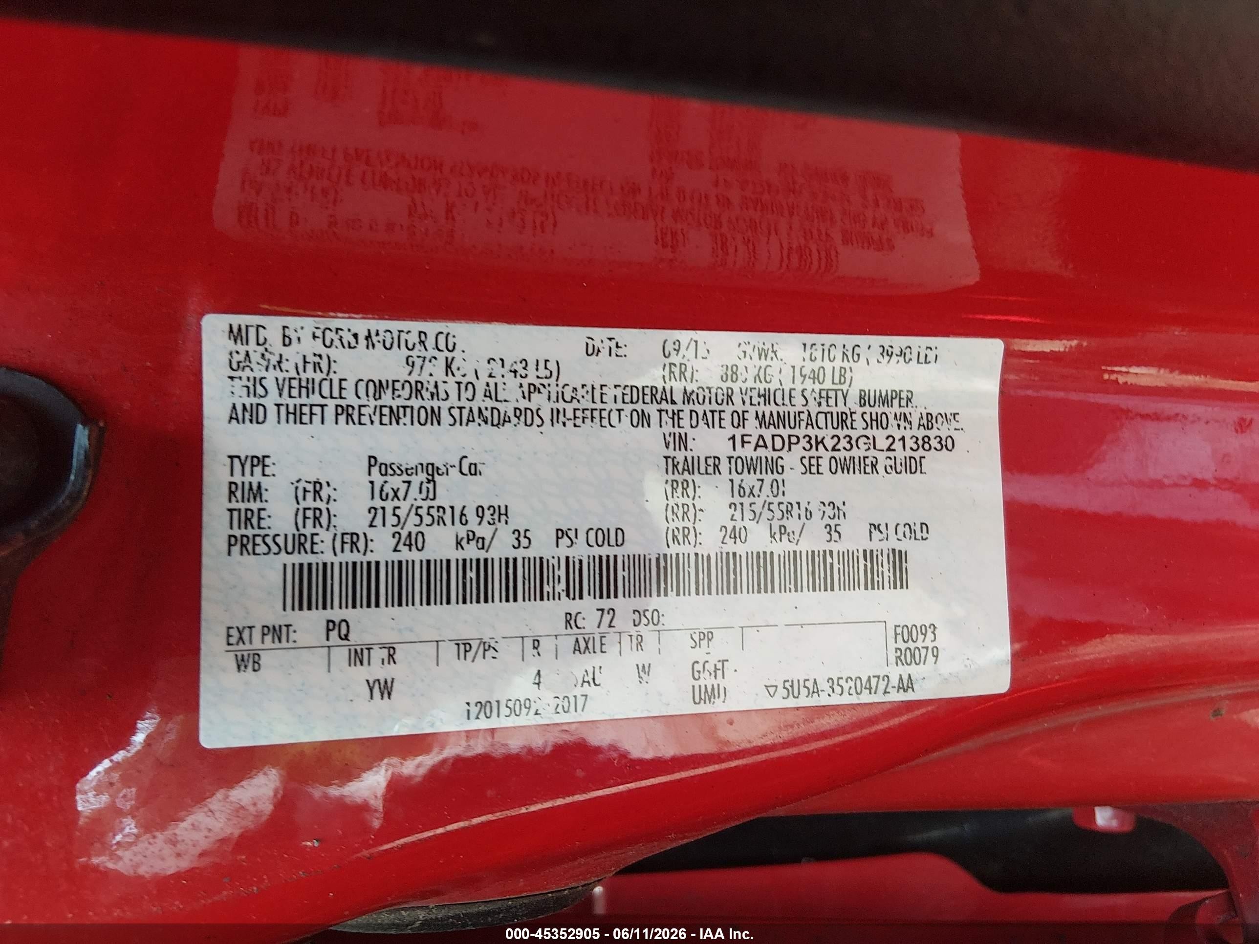 2016 Ford Focus Se Red vin: 1FADP3K23GL213830