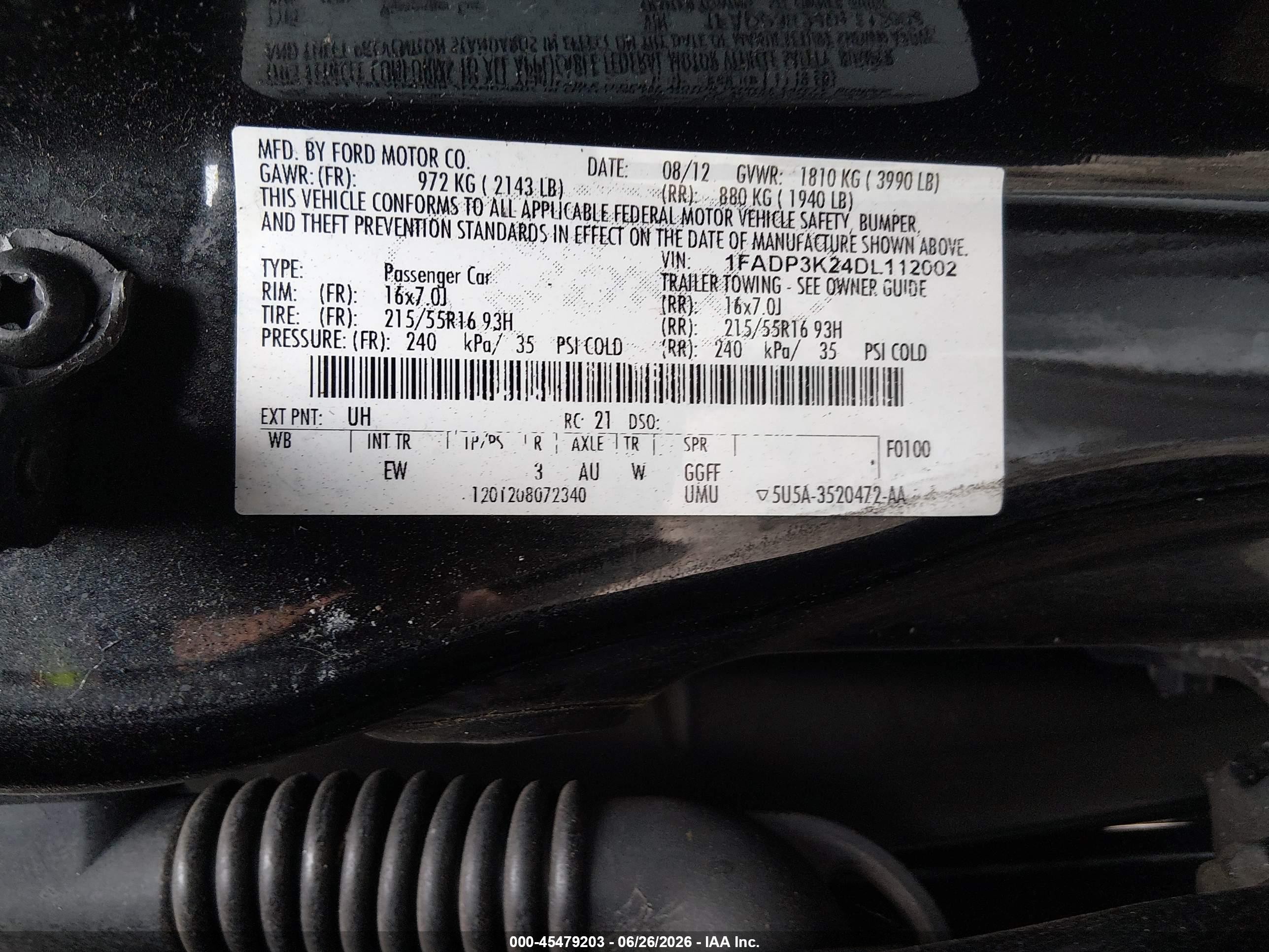 2013 Ford Focus Se Black vin: 1FADP3K24DL112002