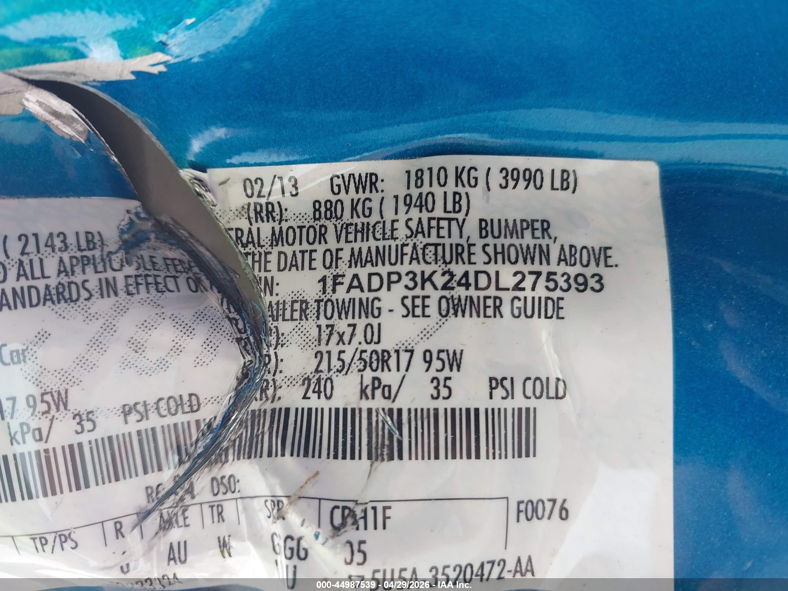 2013 Ford Focus Se Blue vin: 1FADP3K24DL275393