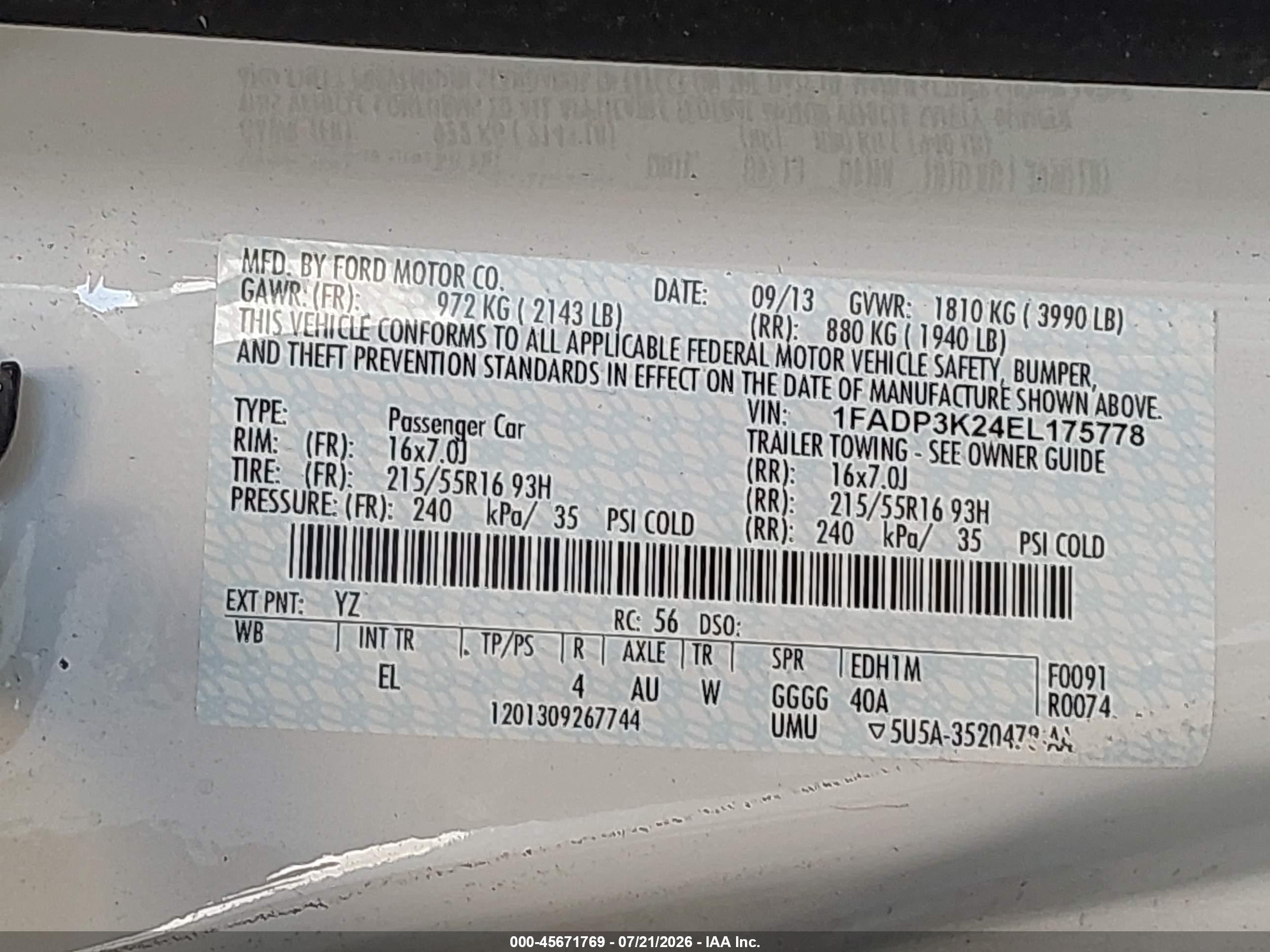 2014 Ford Focus Se White vin: 1FADP3K24EL175778