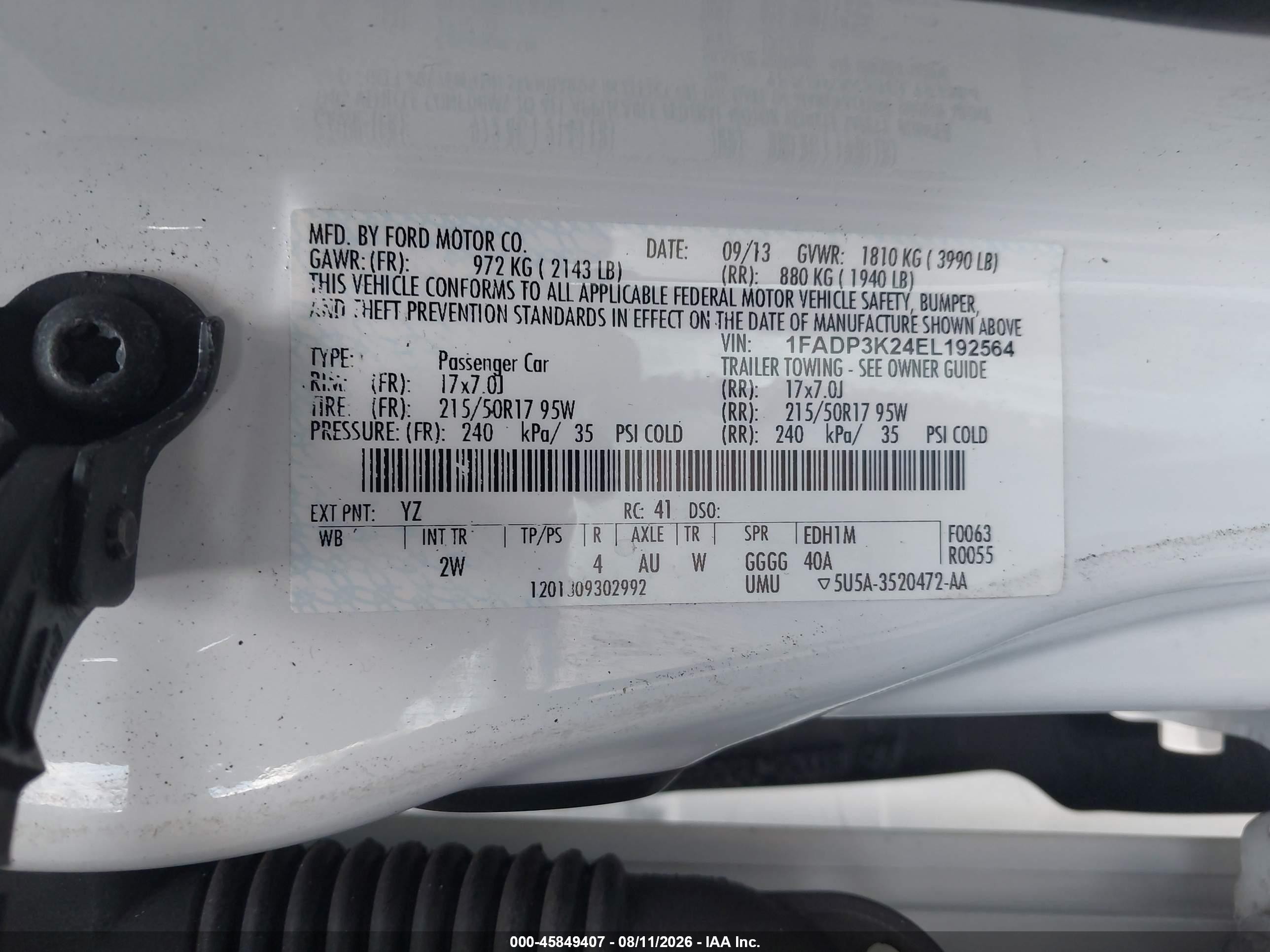 2014 Ford Focus Se White vin: 1FADP3K24EL192564