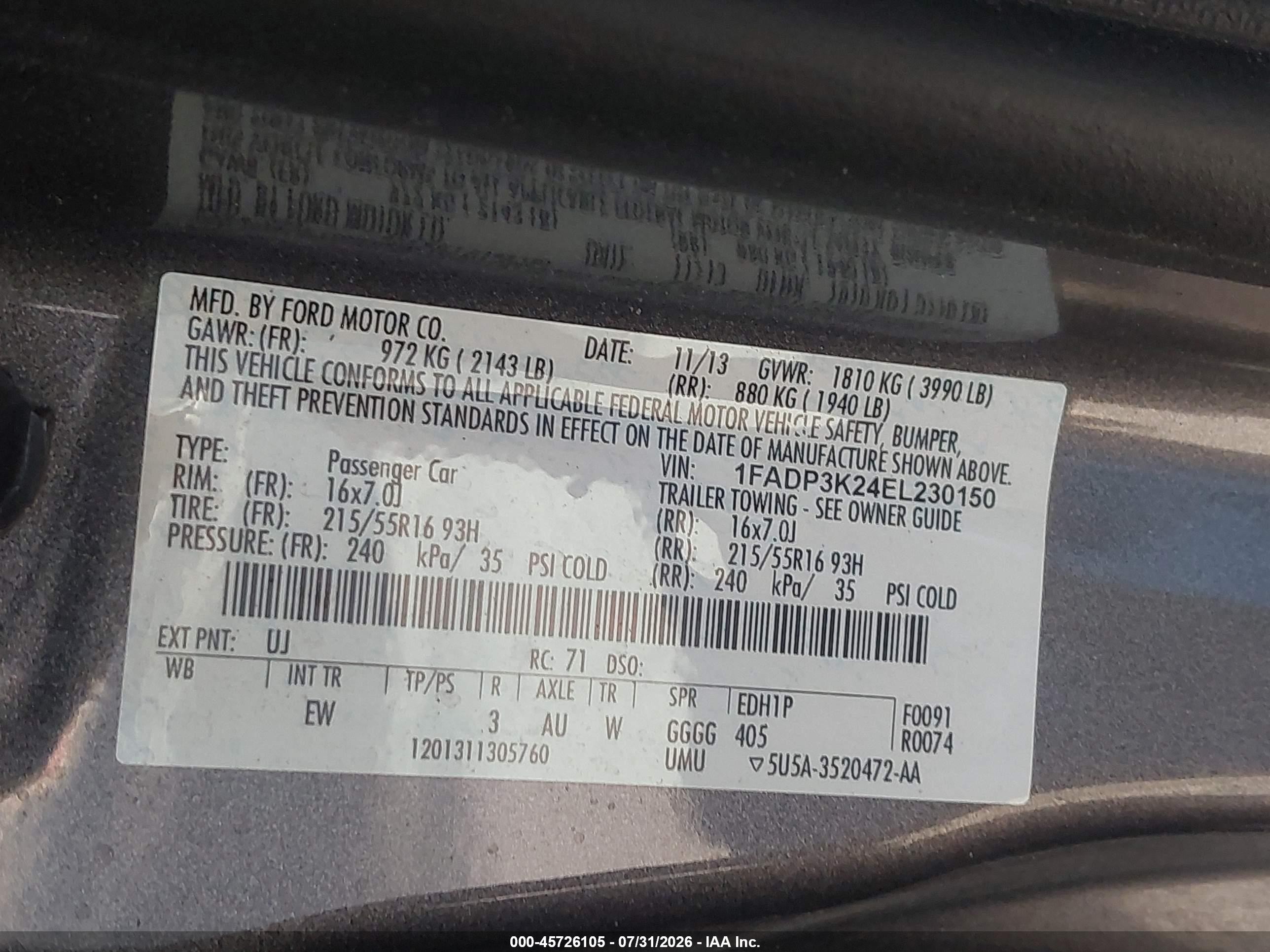 2014 Ford Focus Se White vin: 1FADP3K24EL230150