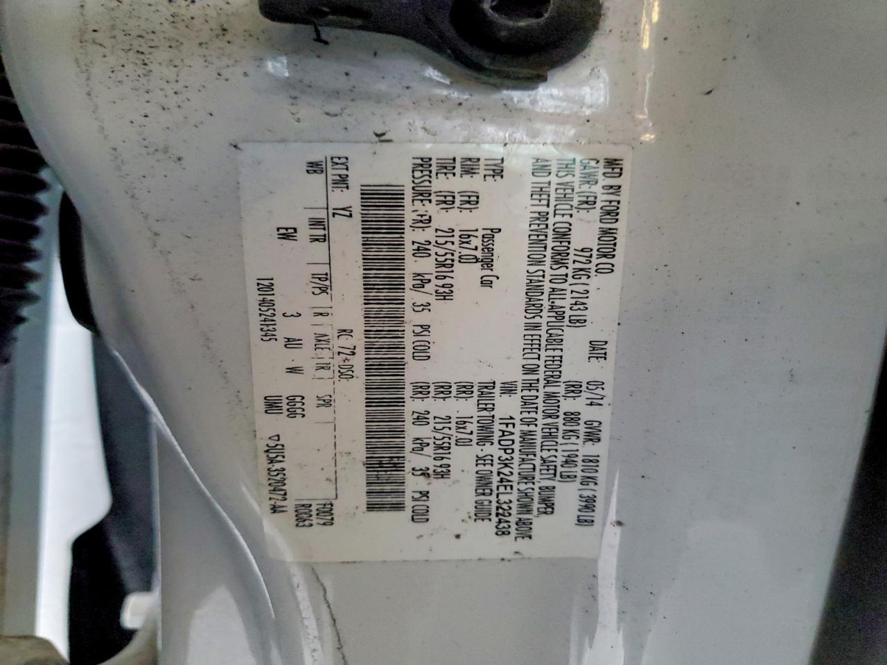 2014 Ford Focus Se White vin: 1FADP3K24EL322438