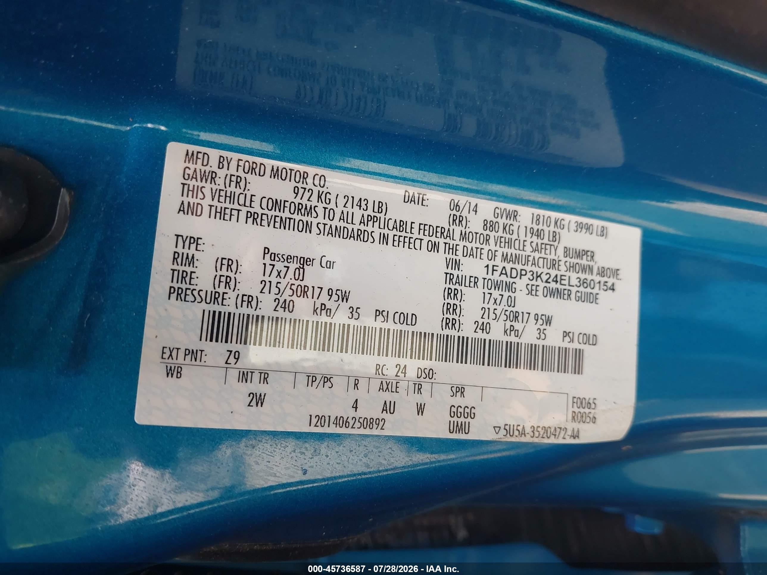 2014 Ford Focus Se Синий vin: 1FADP3K24EL360154