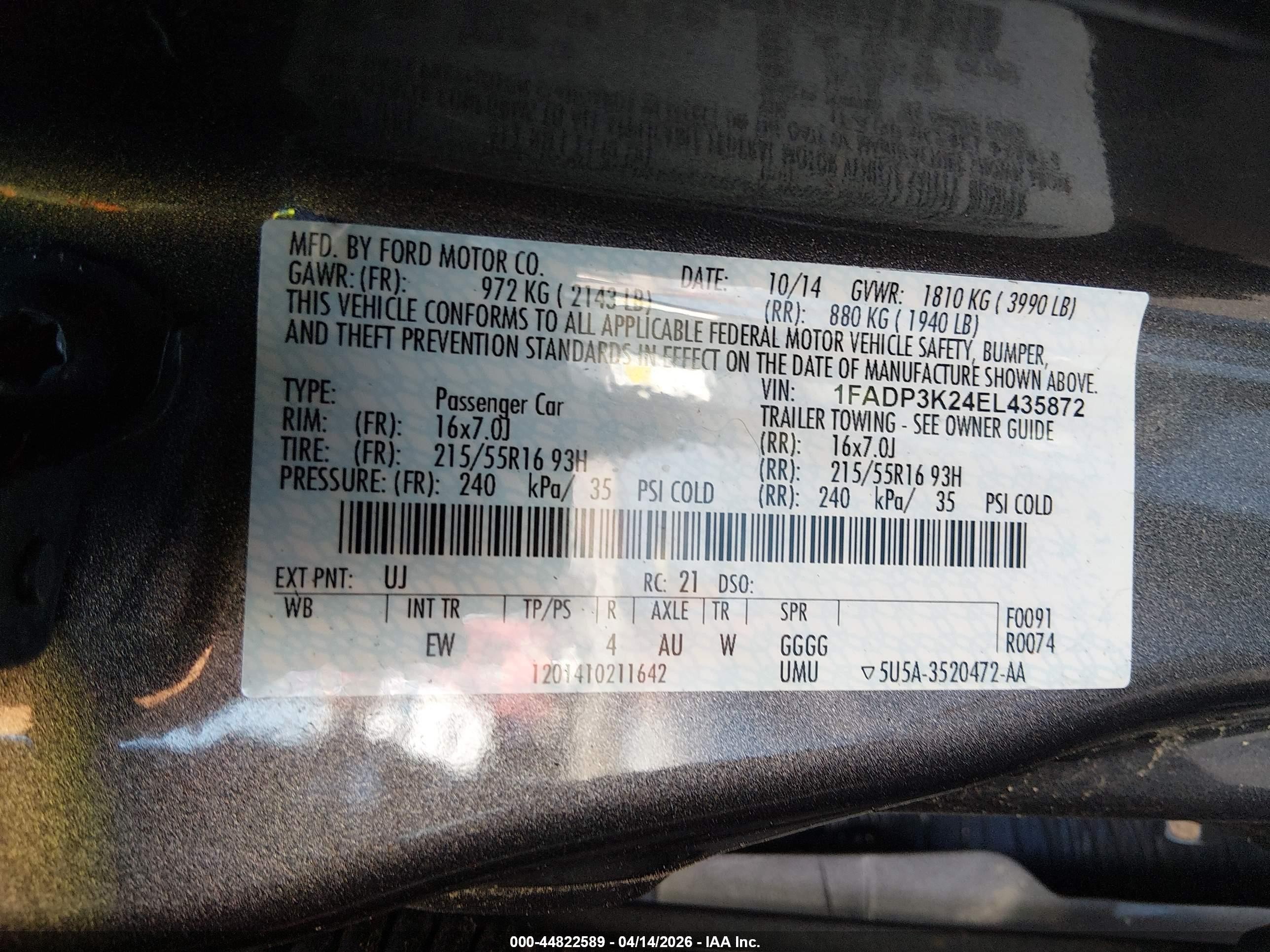 2014 Ford Focus Se Gray vin: 1FADP3K24EL435872