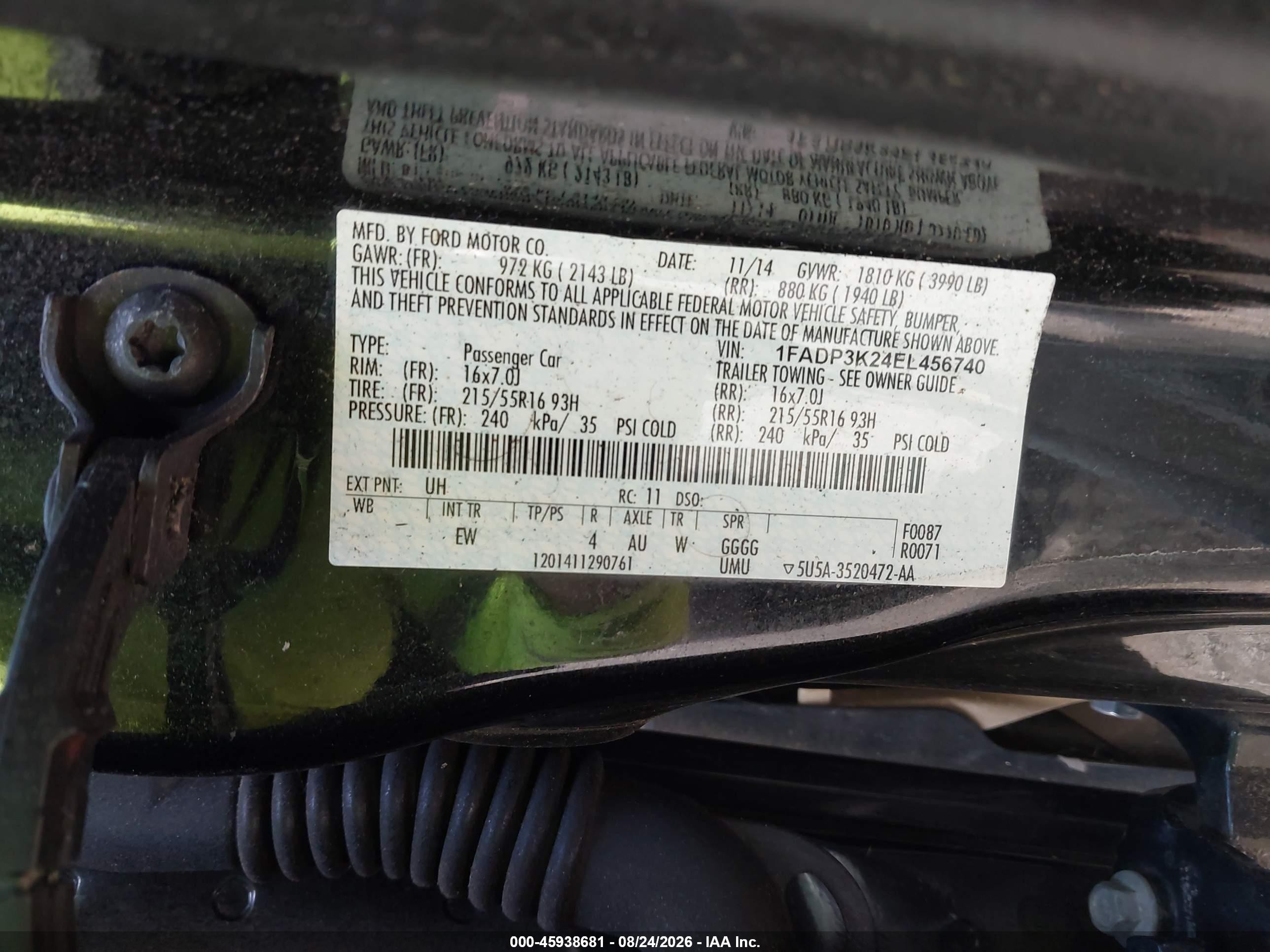 2014 Ford Focus Se Black vin: 1FADP3K24EL456740