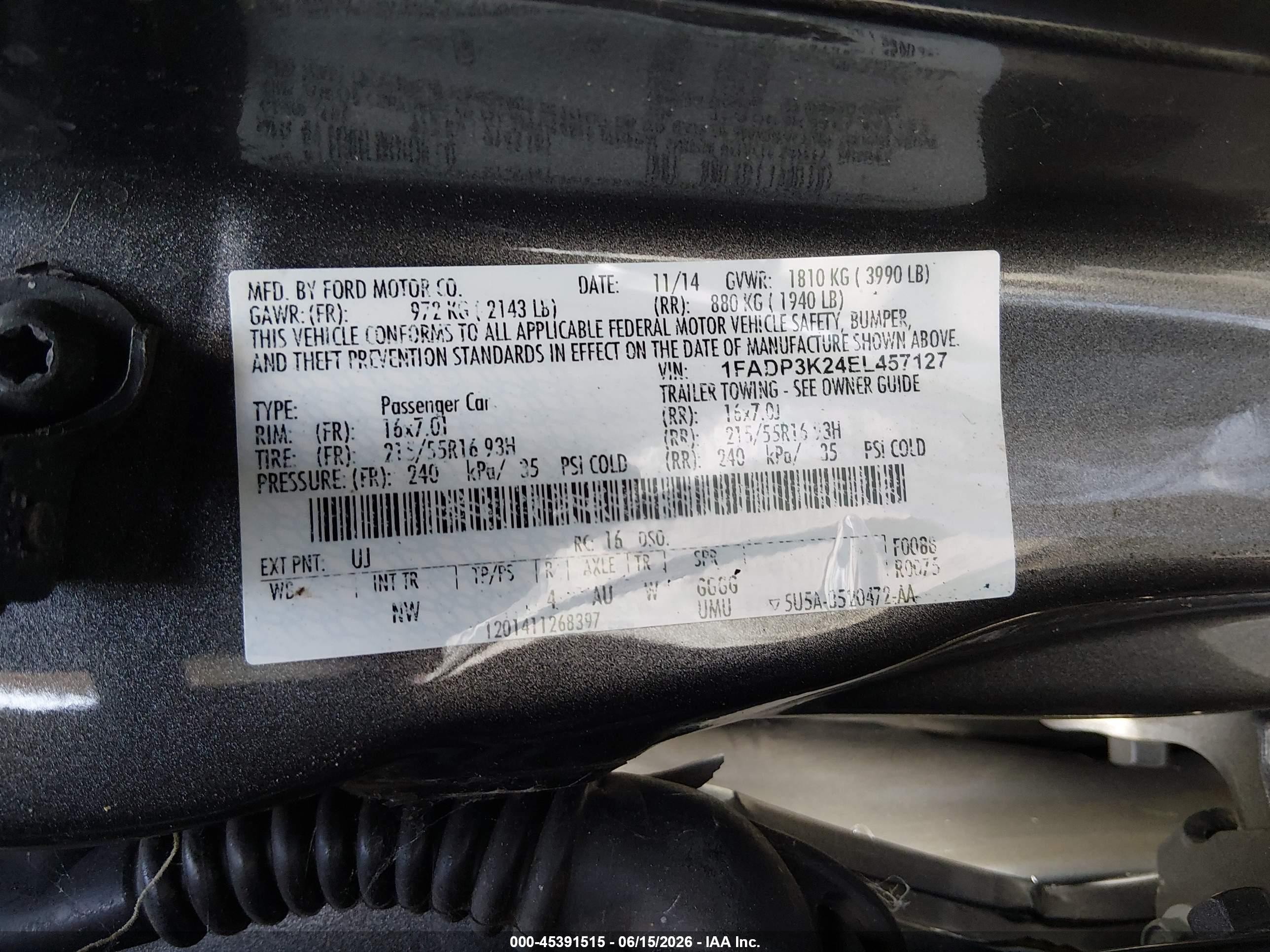 2014 Ford Focus Se Gray vin: 1FADP3K24EL457127
