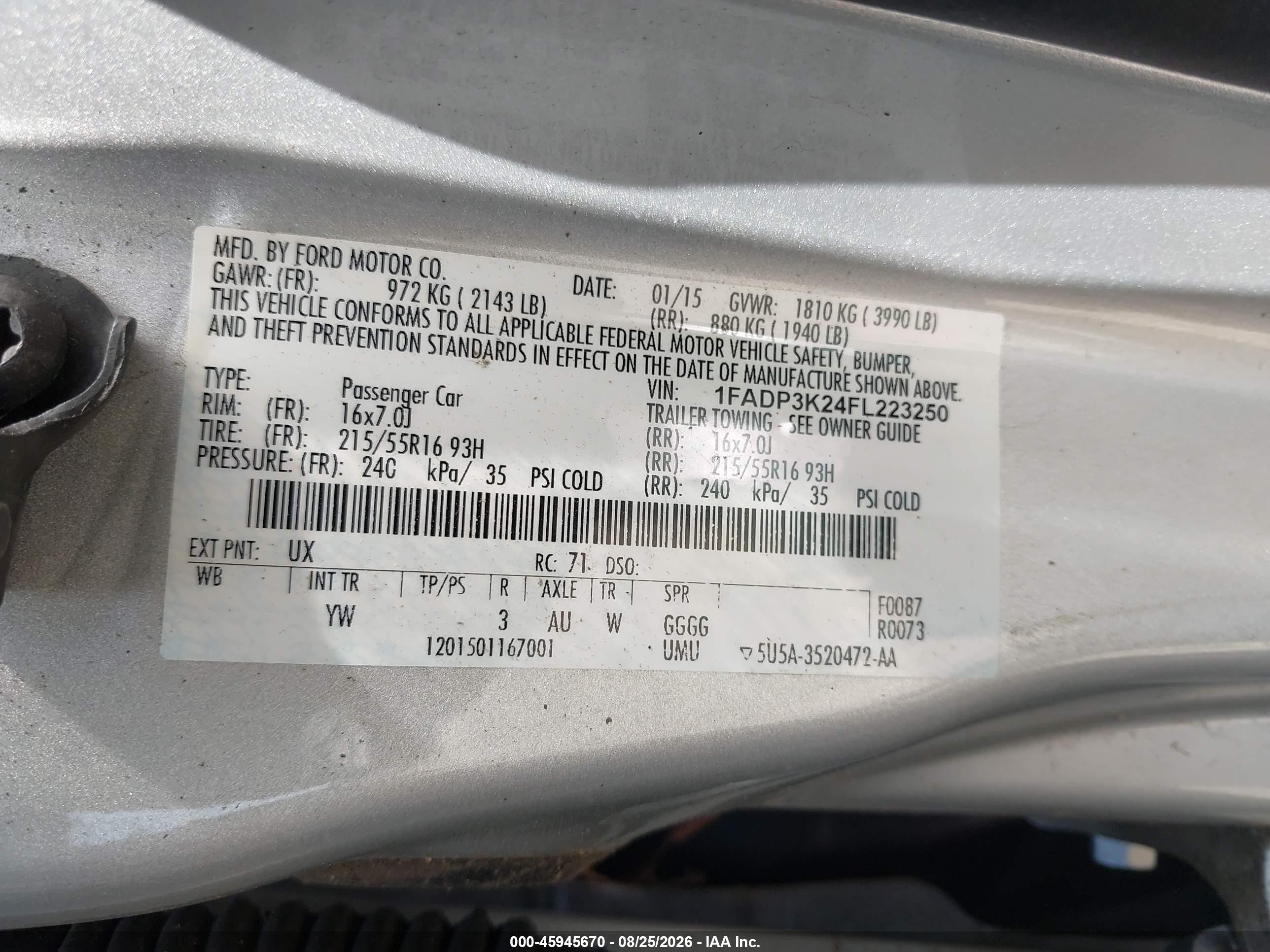 2015 Ford Focus Se Silver vin: 1FADP3K24FL223250