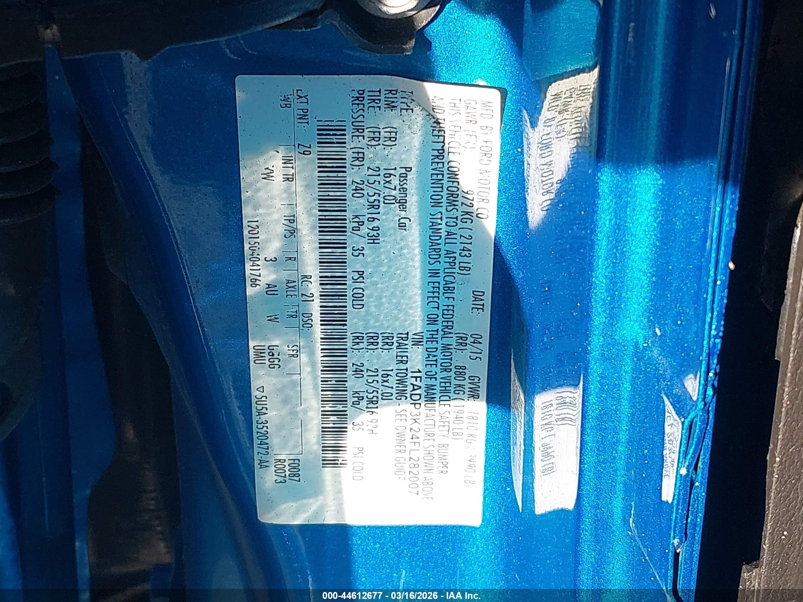 2015 Ford Focus Se Blue vin: 1FADP3K24FL282007