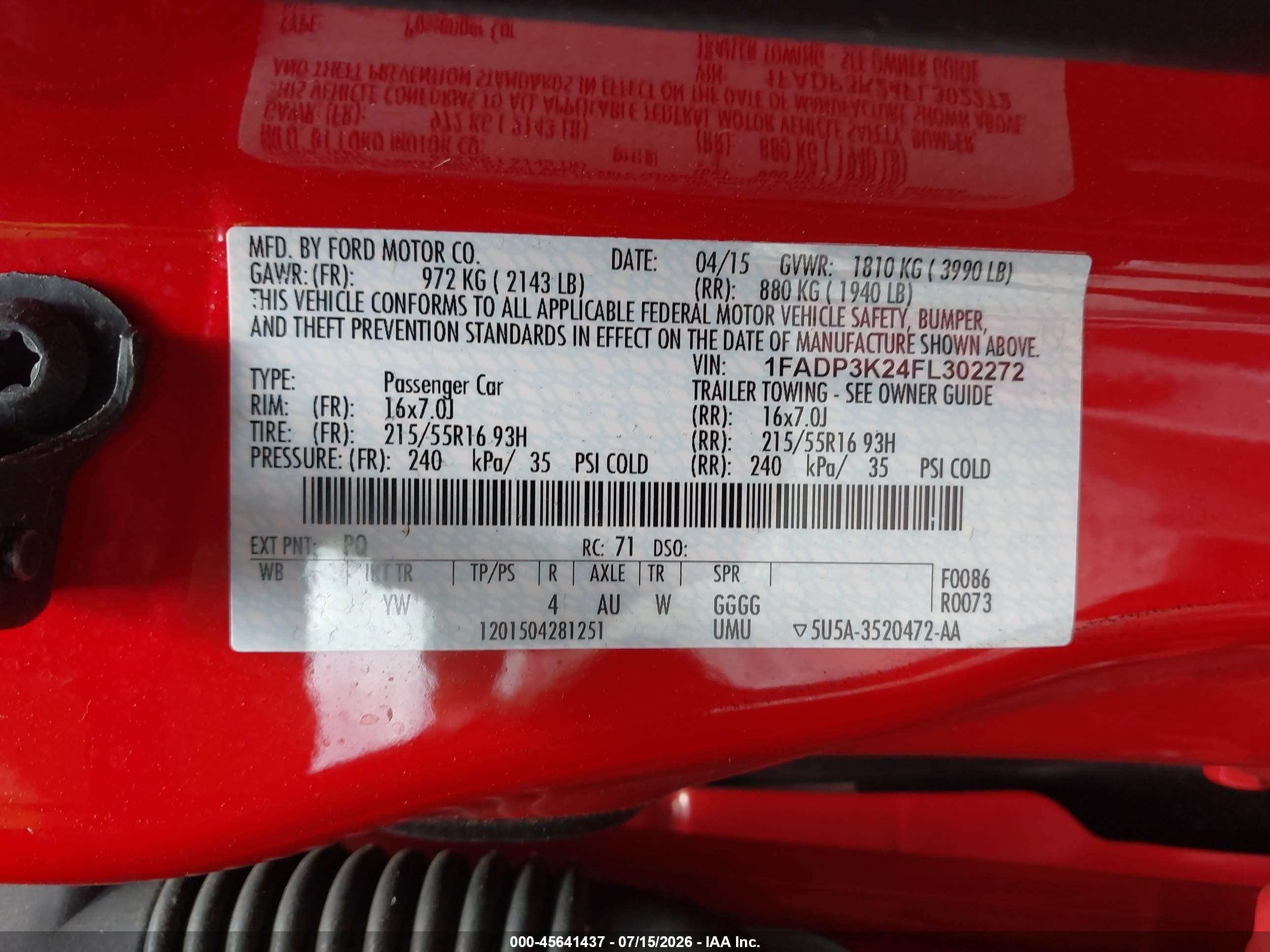 2015 Ford Focus Se Red vin: 1FADP3K24FL302272