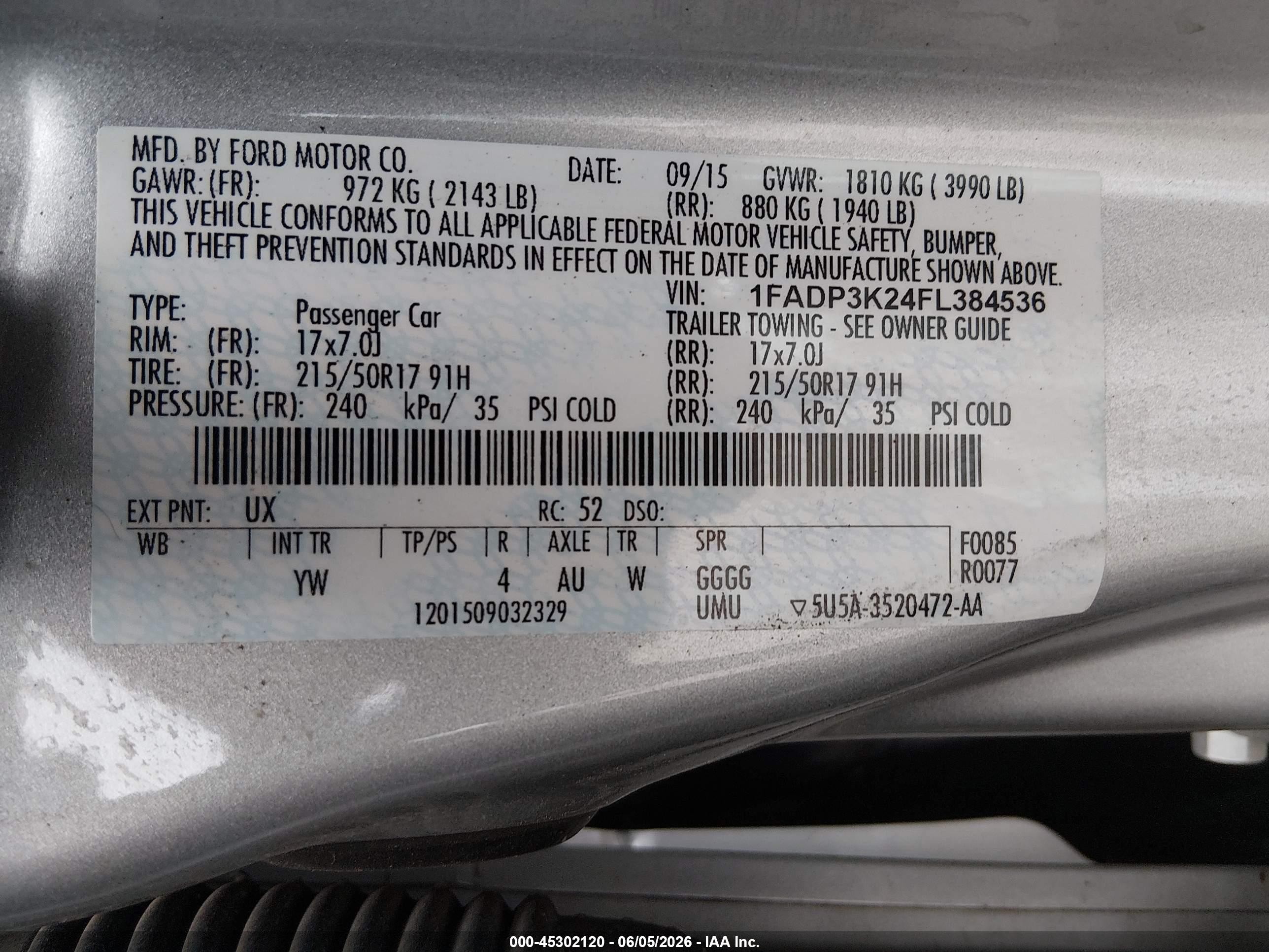 2015 Ford Focus Se Silver vin: 1FADP3K24FL384536