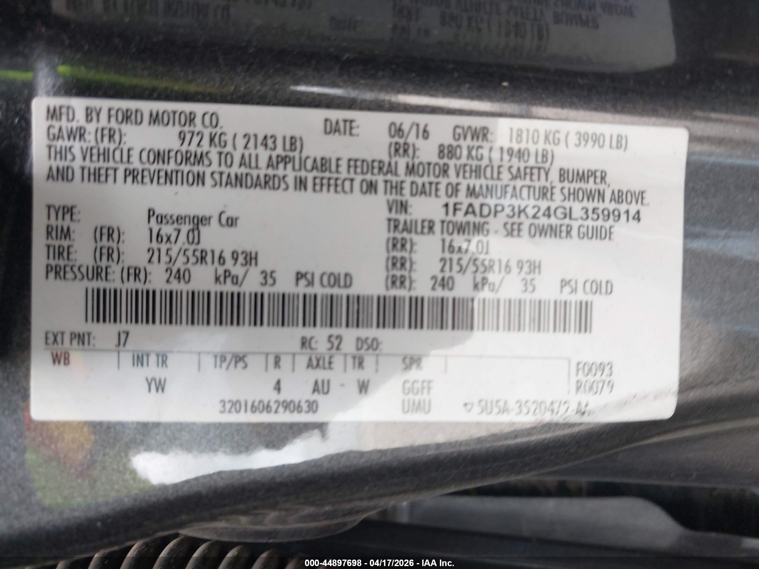 2016 Ford Focus Se Gray vin: 1FADP3K24GL359914